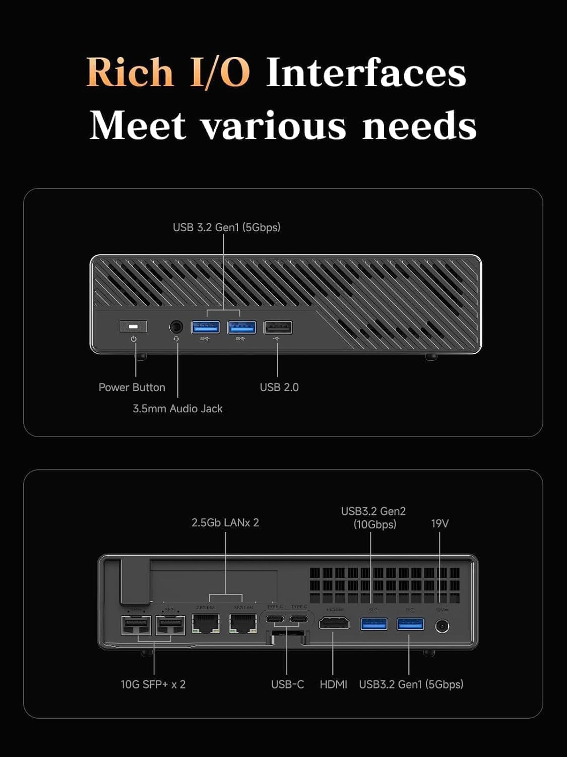 MINIS FORUM MS-A2 Mini-PC, AMD Ryzen 9 9955HX (16C/32T, bis zu 5,4 GHz), 96GB DDR5, 2TB SSD, PCIe x16, HDMI/2x USB-C (8K@60Hz), 2X 2,5G LAN, 2X 10G SFP+, 3X M.2 (2280/22110/U.2) New-MS-A2-9955 96/2TB Bild 3