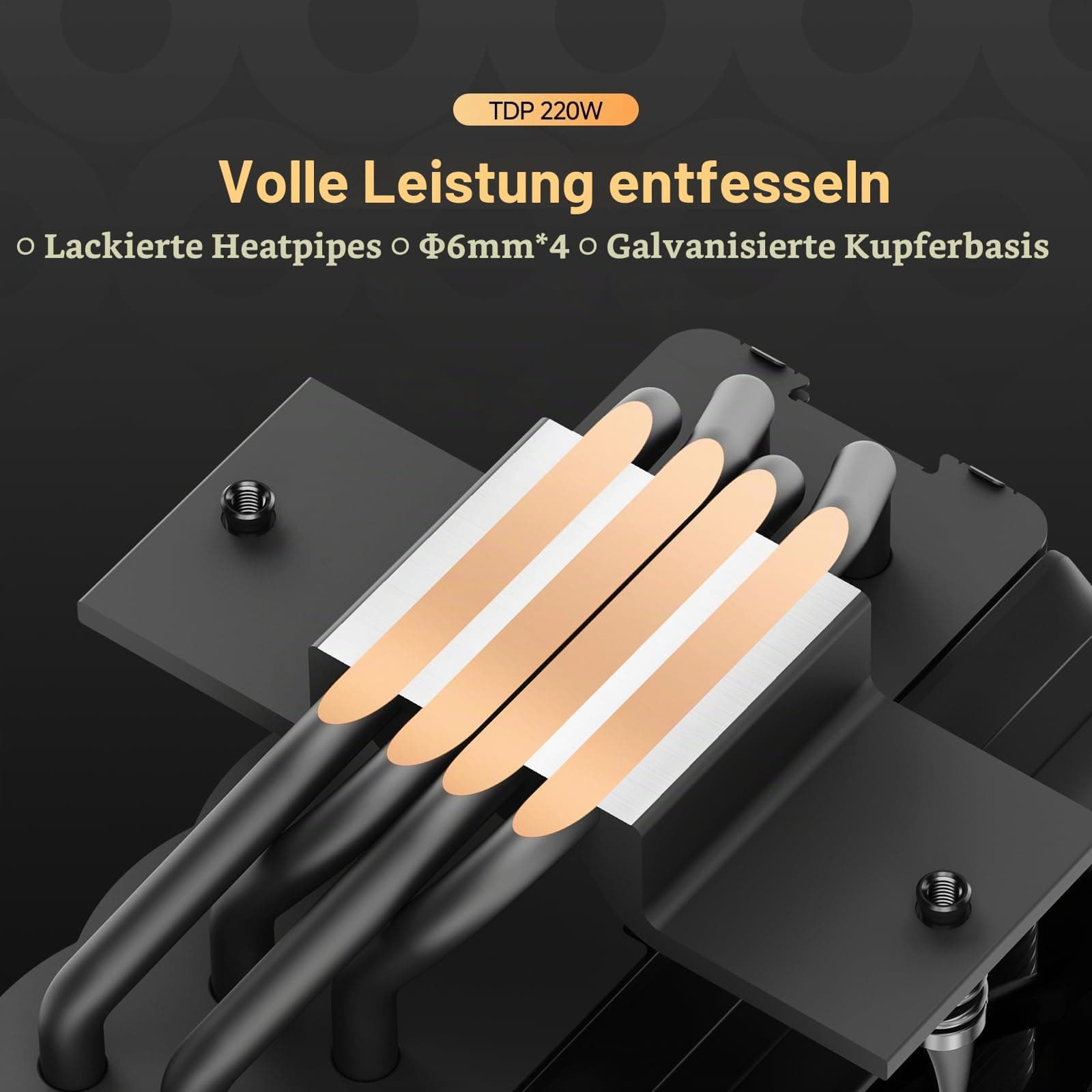Ocypus Iota A40 BK CPU Kühler mit Echtzeit Digitalanzeige, 4 Kupfer Heatpipes,120mm PWM Lüfter, FDB Lager,CPU Luftkühler für AMD AM4/AM5, Intel LGA 115X/1200/1700/1851 Iota A40 BK EU Bild 5