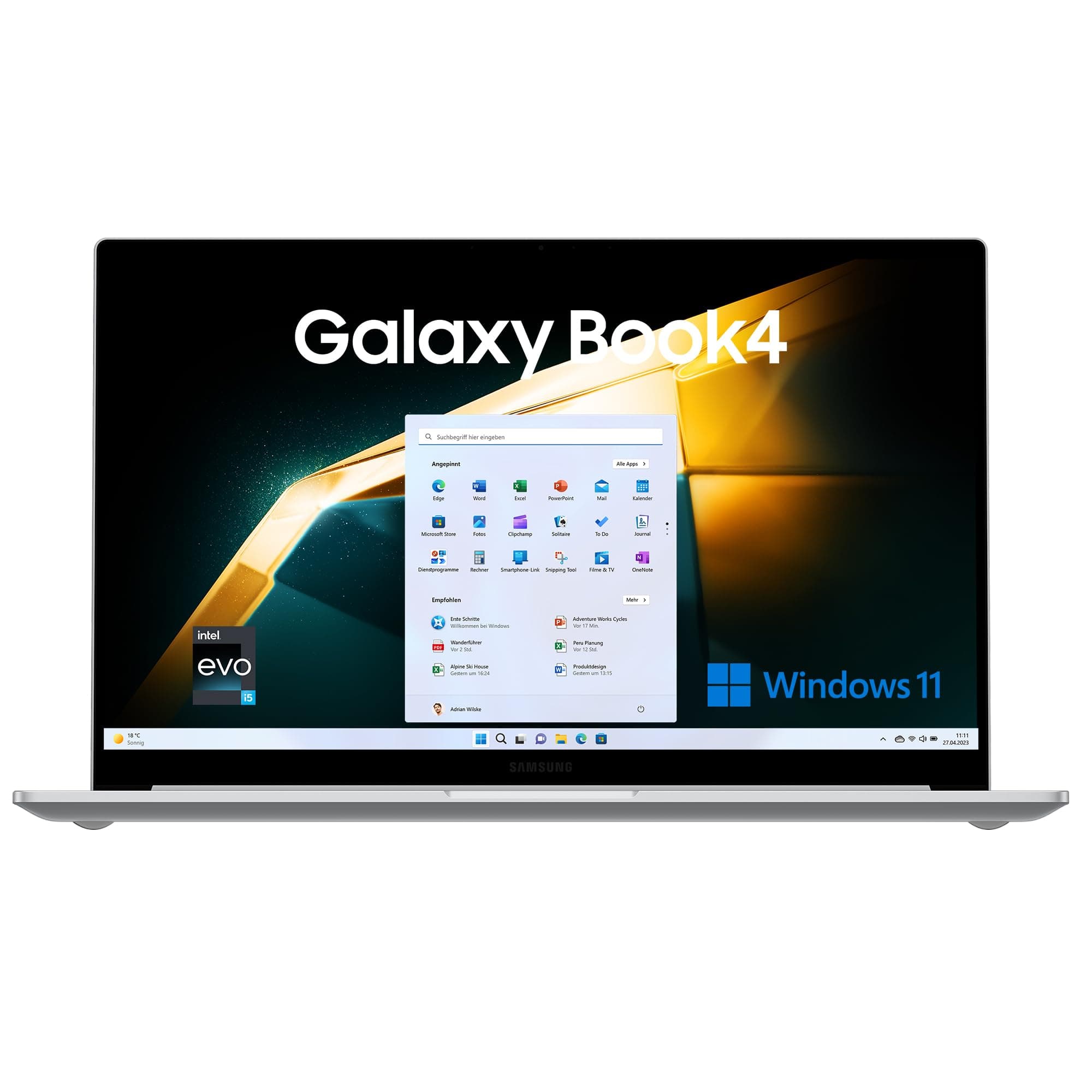 Samsung Galaxy Book4, 15,6 Zoll-Notebook, Windows-Laptop, Intel Core 5, 16 GB RAM, 256 GB, Silver Core i5