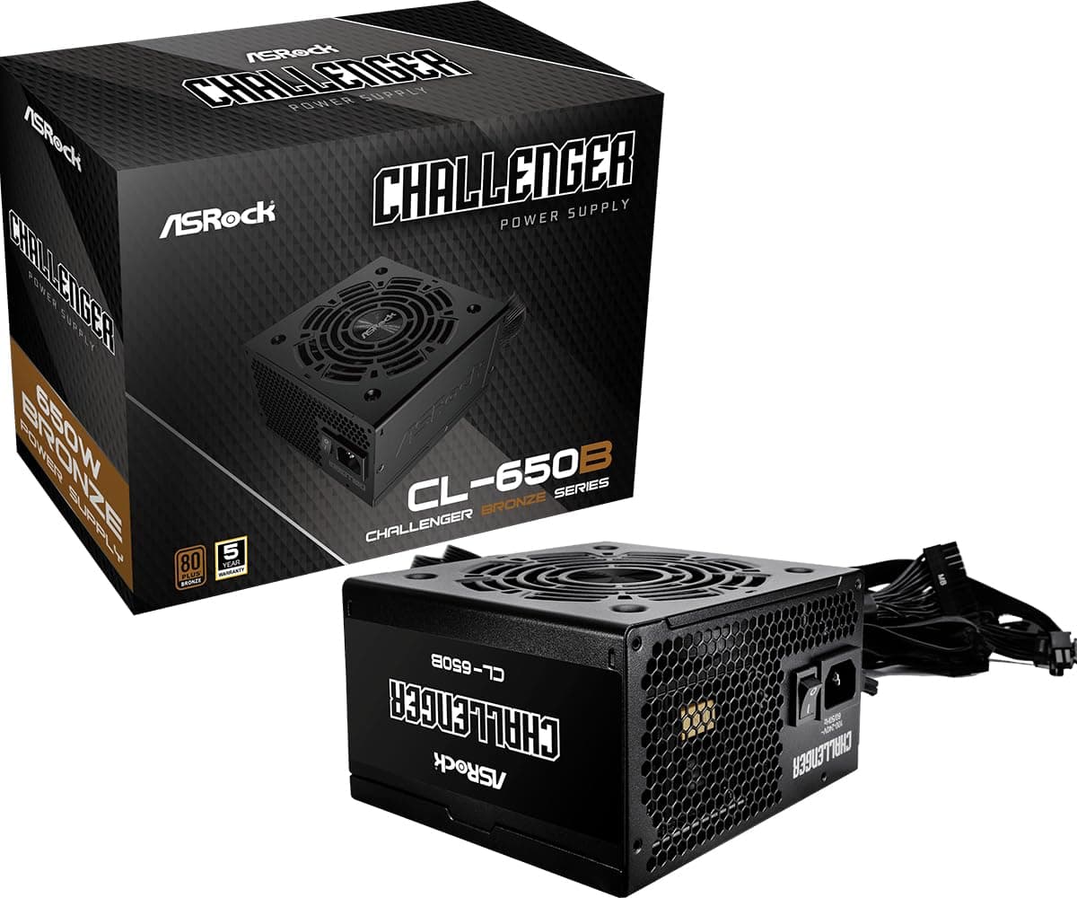 ASRock Challenger Power Supply 650W ATX 2.52 120mm Golf Blade Fan 5 Years Warranty Taiwanese Capacitor CL-650B 80 Plus Bronze Certified Non-Modular Bild 2
