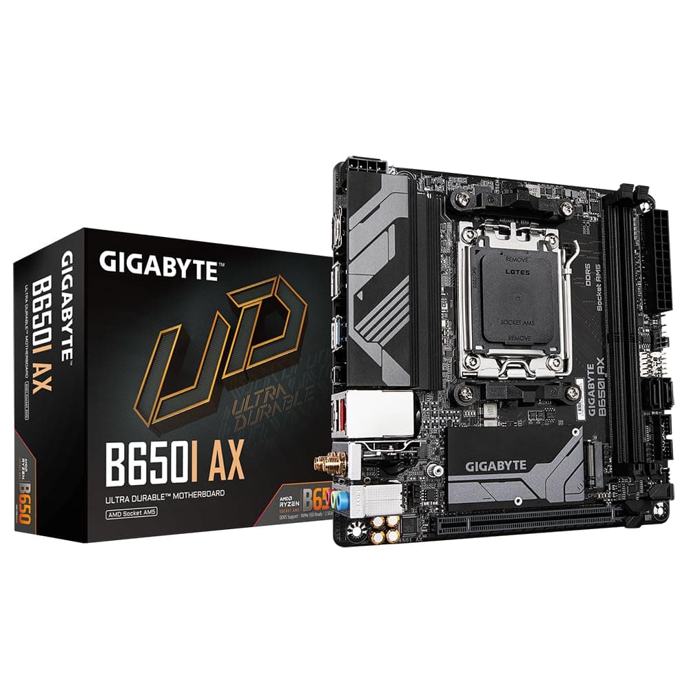 GIGABYTE B650I AX Mainboard - AMD Ryzen 9000er-Serie, 5+2+1 Phasen VRM, bis zu 6400 MHz DDR5 (OC), 1xPCIe 4.0 M.2, 2,5 GbE LAN, WiFi 6E, USB 3.2 Gen 2 Bild 2