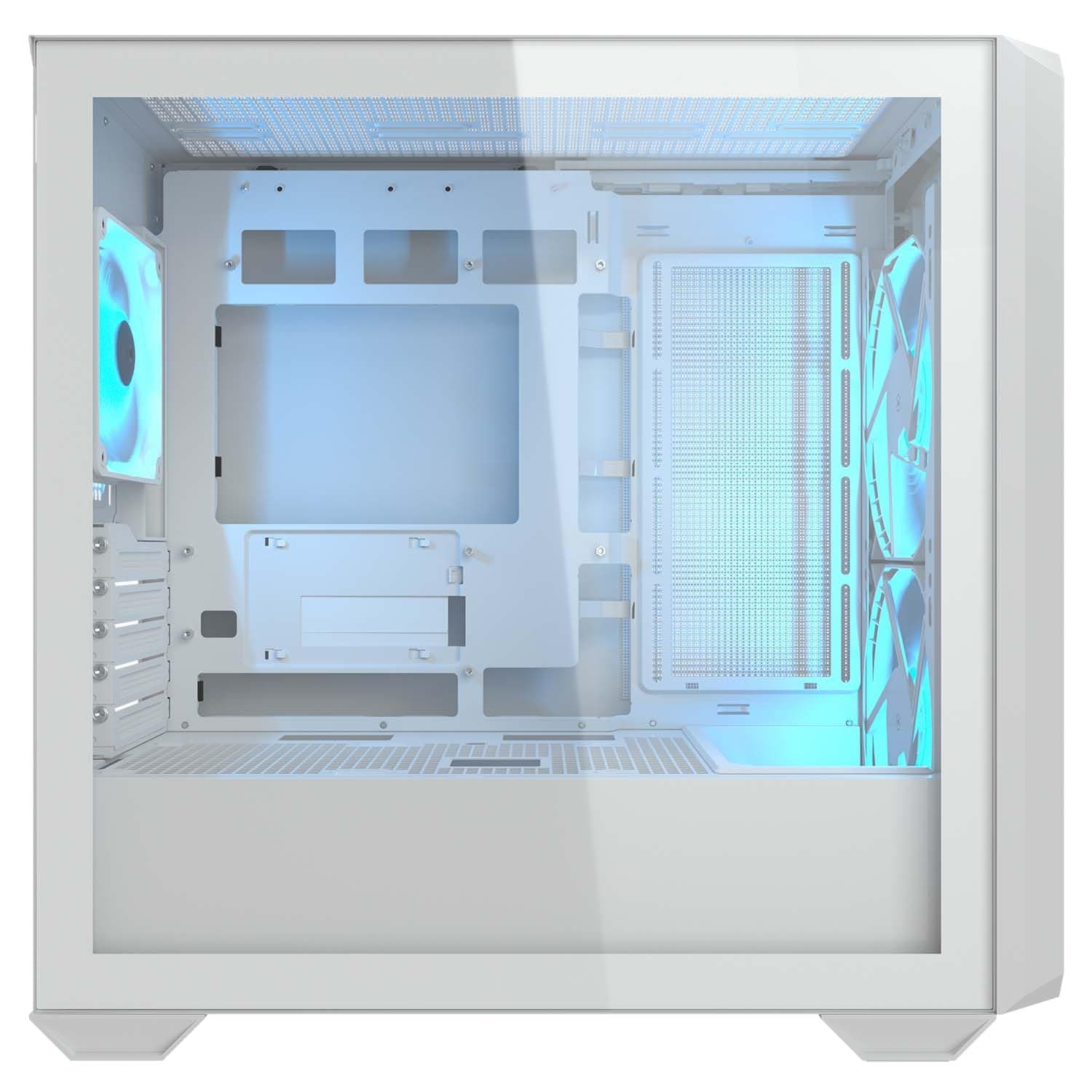 Cougar MX600 Mini-RGB-Mini-Turm-Gehäuse, 2 x 160 mm PWM Kühlungslüfter, erweiterbar auf insgesamt 10 Lüfter, geneigte Luftstromrampe, Heizkörperhalterung Bild 5