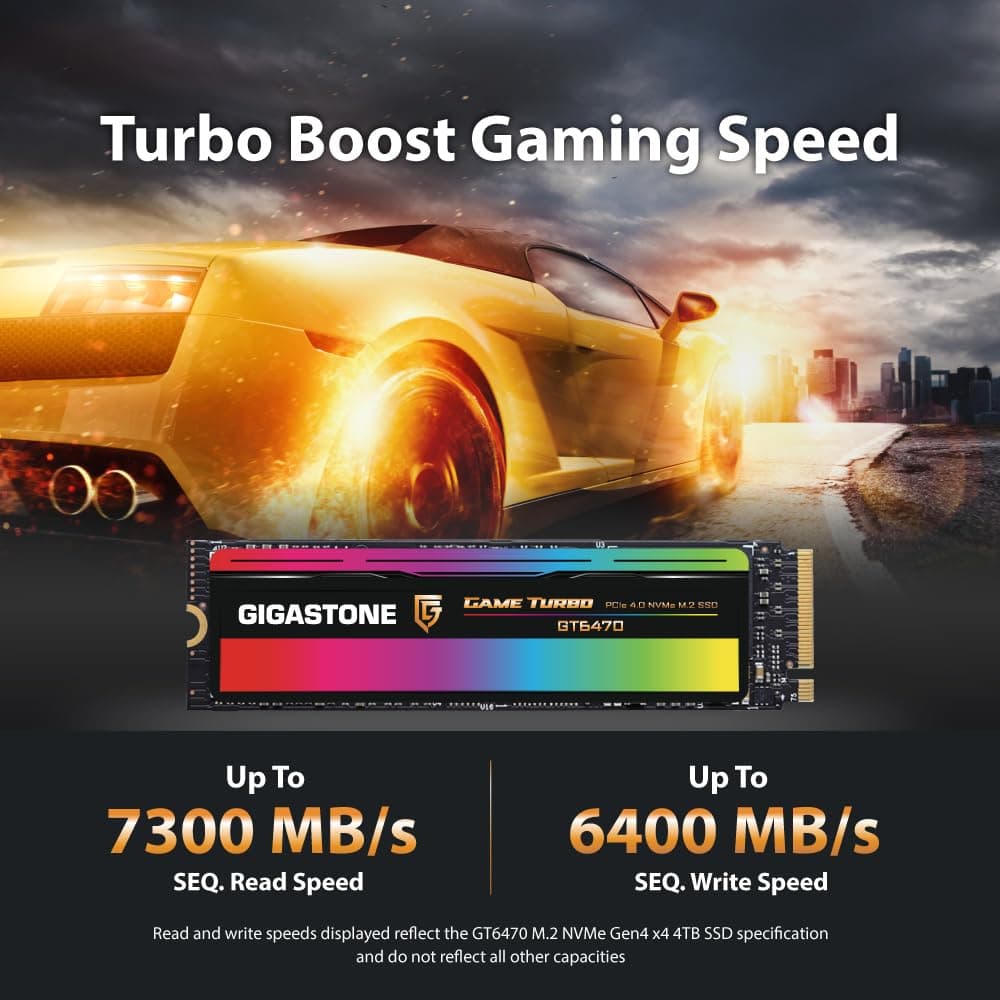 Gigastone M.2 SSD 4TB (2er-Pack) NVMe SSD Bis zu 7,300MB/s M.2 2280 PCIe Gen4 Ultraschnelle Interne Gaming SSD Laufwerk Spielen Videoschnitt Kompatibel mit Laptop und Desktop Speicher GT6470 Bild 3
