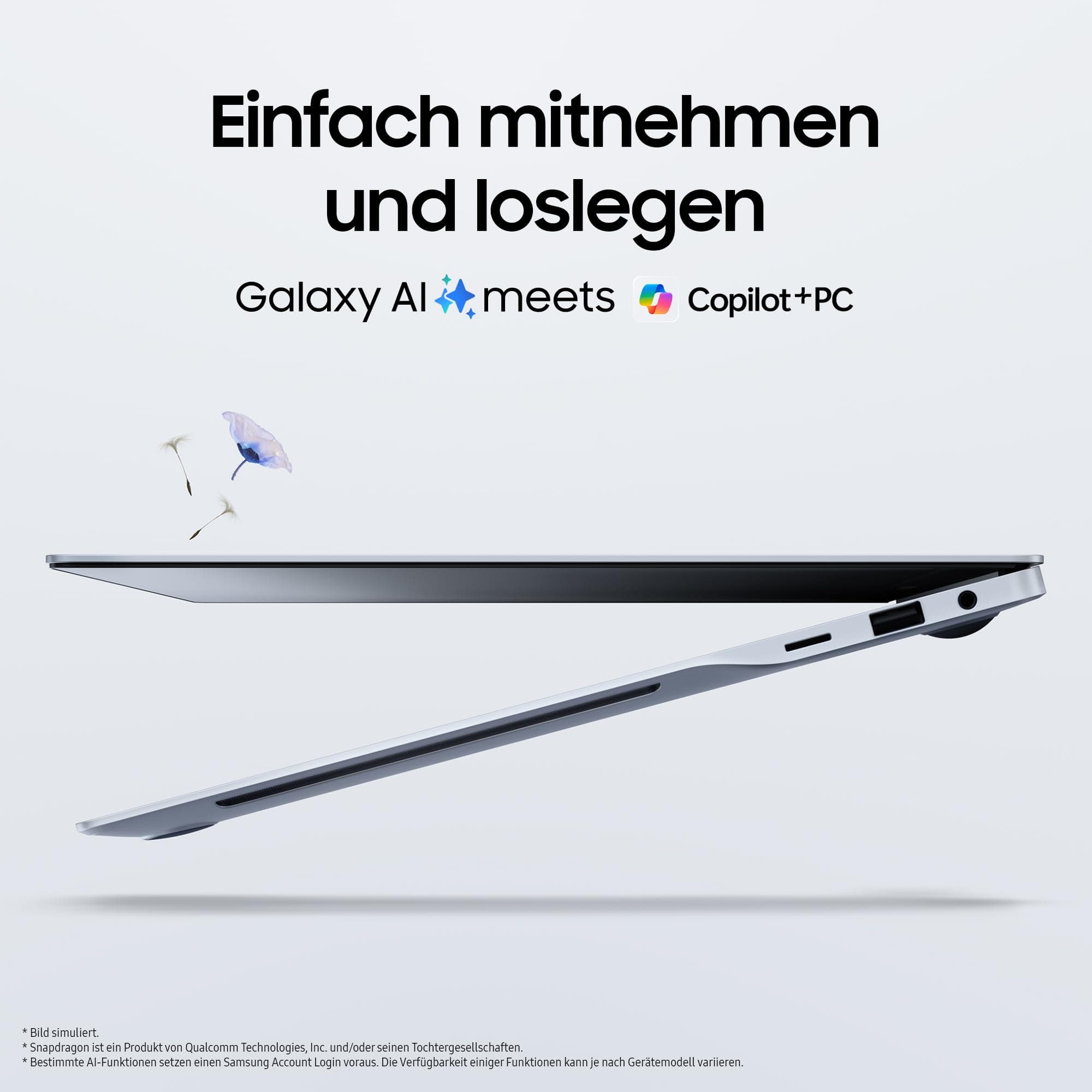 Samsung Galaxy Book4 Edge Galaxy AI-Laptop, 16-Zoll-Display, 16GB RAM, Snapdragon X Elite Pro Prozessor, Notebook 1TB Speicher, Copilot+ PC, Sapphire Blue, 3 Jahre Herstellergarantie 16 Zoll 1 TB Bild 3