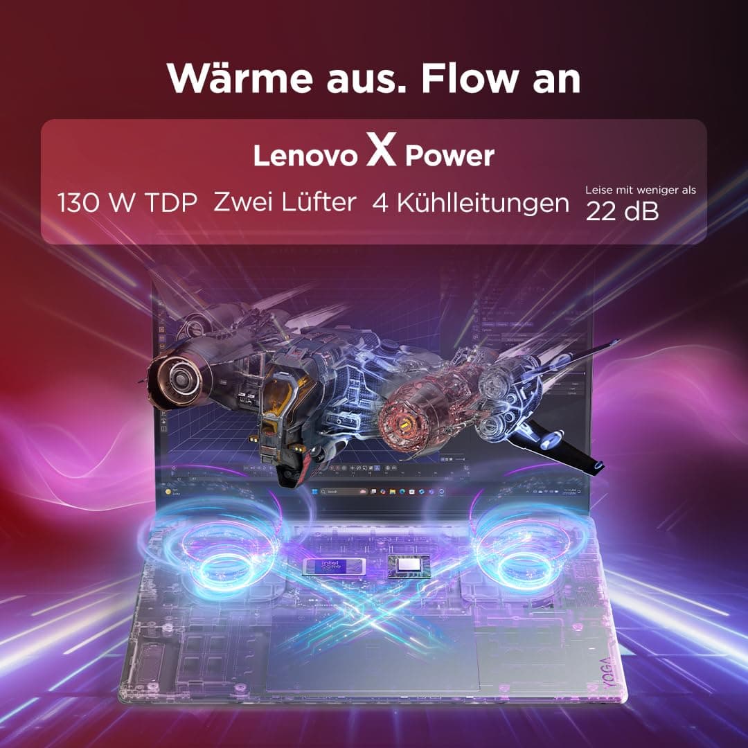 Lenovo Yoga Pro 9i Aura Edition Laptop | 16"3.2K OLED Touch Display | Intel Core Ultra 9 386H | 32GB RAM | 1TB SSD | NVIDIA GeForce RTX 5060 | Windows 11 | QWERTZ | Thunder Grau | 3 Jahre Premium Care Bild 7