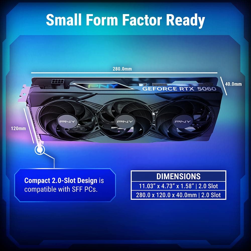 PNY GEFORCE RTX™ 5060 8GB ARGB Overclocked Triple Fan DLSS 4 Grafikkarte VCG50608TFXXPB1-O ARGB OCTriple Fan Bild 7