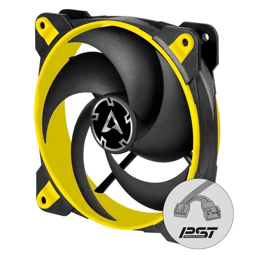 ARCTIC Bionix P120-120 mm Gaming Gehäuselüfter, PWM PST-Sharing-Funktion, Optimiert für statischen Druck, Kühler, RPM synchron, 200-2100 U/min. - Gelb Bild 2