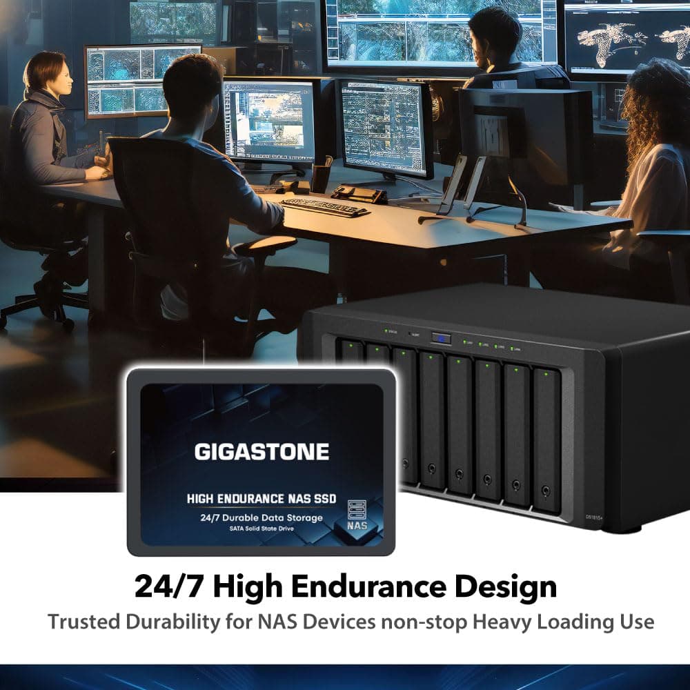 Gigastone NAS Zertifiziert 1TB SSD Festplatte (2er-Pack) TLC Hohe Dauerhaltbarkeit SSD für 24/7 Dauerbetrieb NAS-Systeme RAID 2,5 Zoll SATA III Internes Festkörper-Laufwerk SSD Caching Bild 3