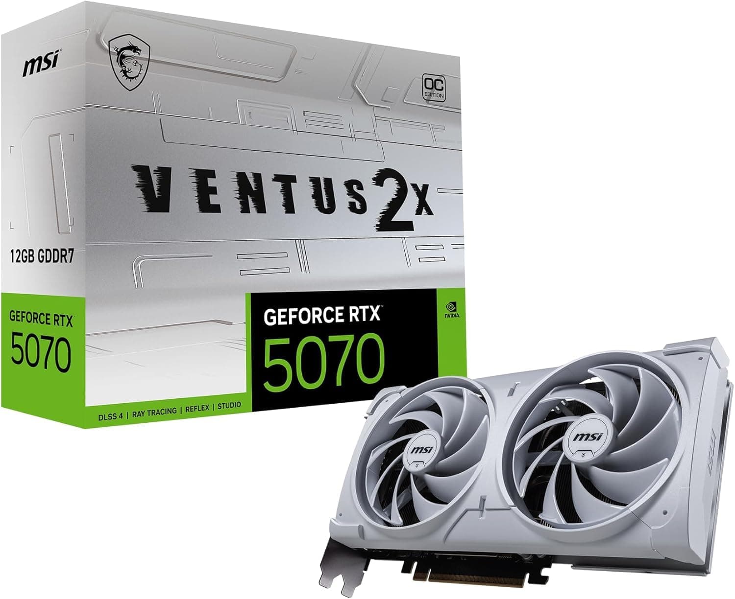 MSI GeForce RTX 5070 12G Ventus 2X OC White - 12GB GDDR7 (28Gbps/192-bit), PCIe 5, Boost: 2542 MHz, HDMI 2.1b, DisplayPort 2.1b Bild 2