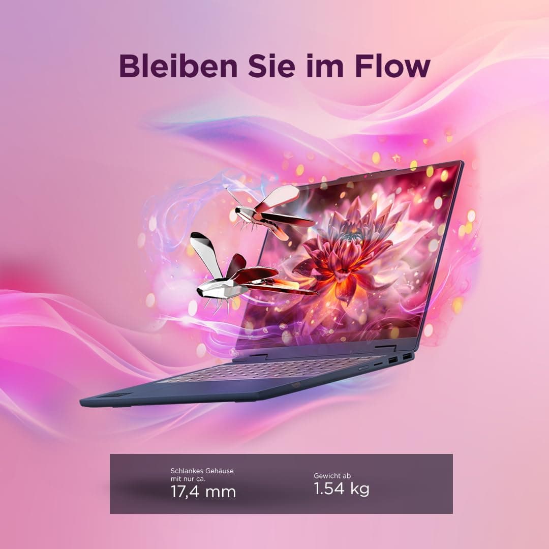 Lenovo IdeaPad 5 2in1 Laptop | 14" WUXGA Touch Display | AMD Ryzen 7 250 | 16GB RAM | 512GB SSD | AMD Radeon 780M | Windows 11 | QWERTZ | exkl. Farbe in Cosmic blau | 3 Monate Premium Care Bild 7
