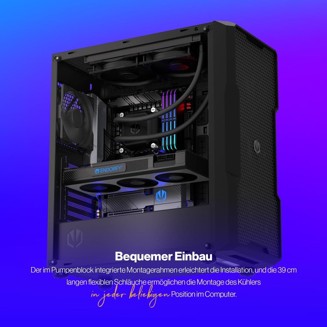 ENDORFY Navis F280 AIO Wasserkühlung 280 mm für CPU | 2x Fluctus 140 PWM, PWM Pumpe mit Keramiklager, AMD AM5/AM4, Intel LGA1851/1700, PT 3 Wärmeleitpaste Bild 3