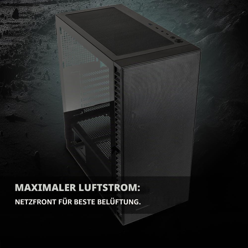 Kolink Observatory HF Mesh Core PC-Gehäuse – Schwarz | ATX Midi-Tower mit Mesh-Front & Glas-Seitenteil, Exzellenter Airflow, 360 mm Radiator-Support, Kabelführung Bild 3