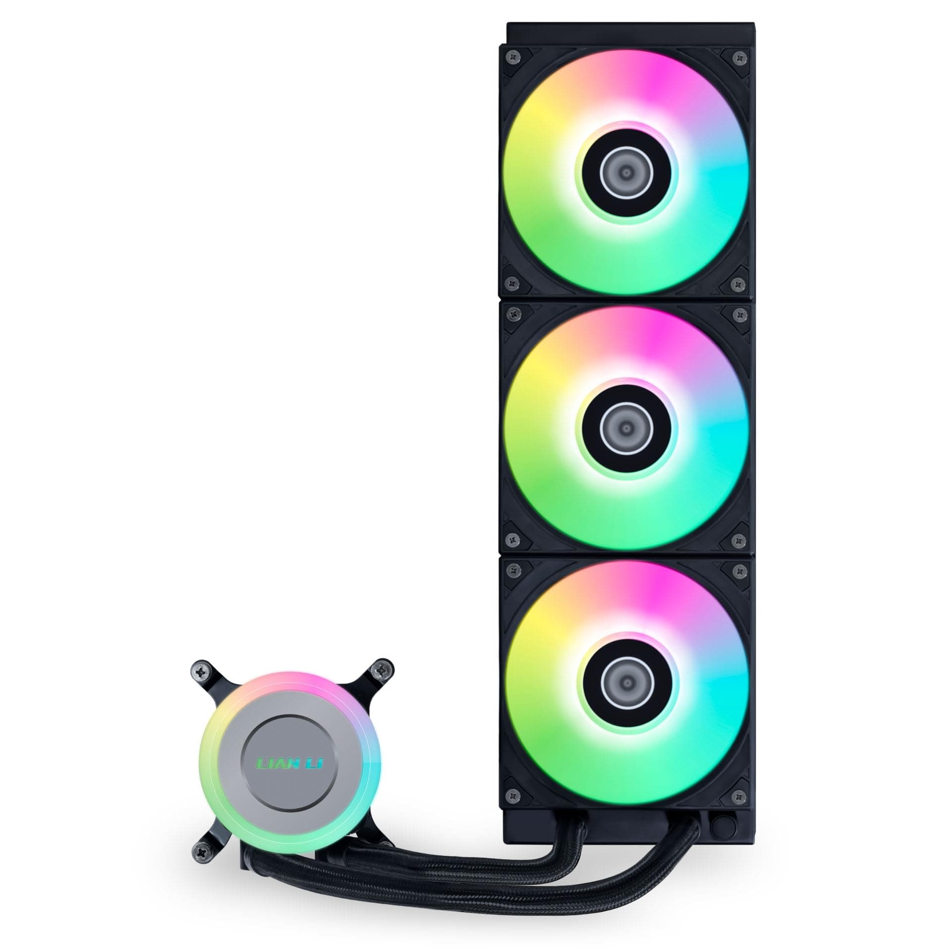 Lian Li GA II Lite 360 RGB AiO-Wasserkühlung mit Unendlichkeitsspiegel, 3x ARGB-Lüfter, 360-mm-Radiator, drehbares Logo, schwarz Bild 3