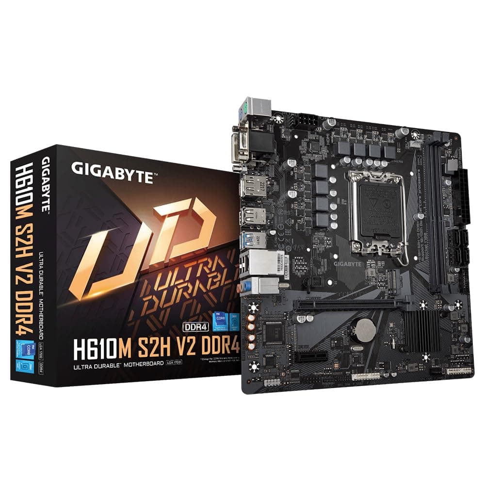 GIGABYTE H610M S2H V2 DDR4 Mainboard - Unterstützt Intel Core Prozessoren 14th CPUs, 6+1+1 Hybrid Phases Digital VRM, up to 3200MHz DDR4 (OC), 1xPCIe 3.0 M.2, GbE LAN, USB 3.2 Gen 1 Bild 2
