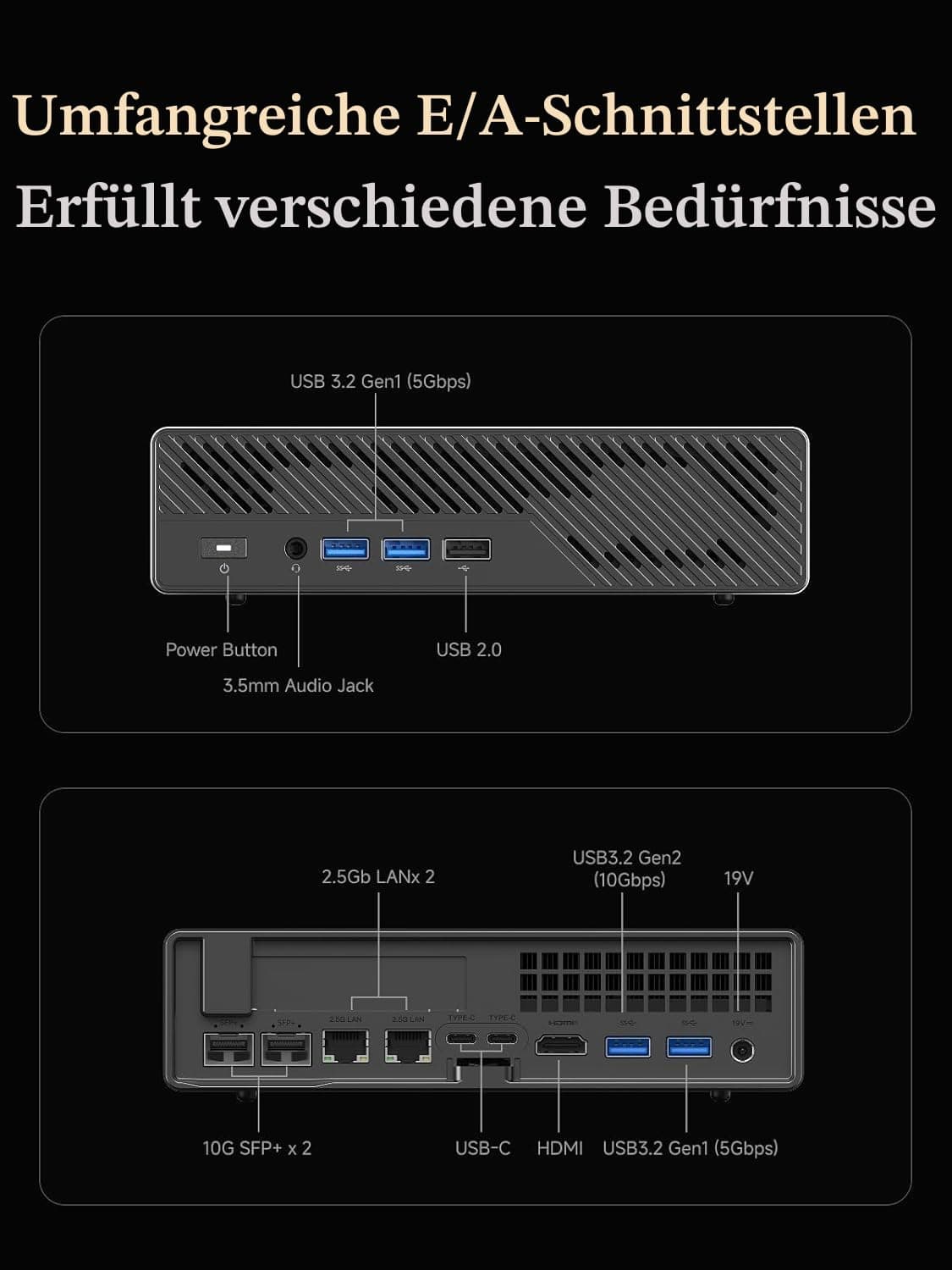 MINIS FORUM MS-A2 Mini PC, AMD Ryzen 9 8945HX (16C/32T bis 5,4 GHz, 64 MB Cache), PCIe x16, 8K Triple Display (HDMI + 2X USB-C), 2X 10G SFP+, 2X 2,5G LAN, 3X M.2, ohne RAM/SSD MS-A2-8945 0/0 Bild 4