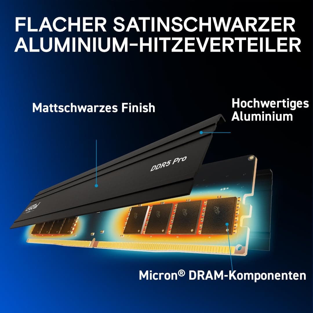 Crucial Pro DDR5 RAM 64GB Kit (2x32GB) 5600MHz, Intel XMP 3.0 / AMD Expo, PC Computer Arbeitsspeicher - CP2K32G56C46U5 Bild 8