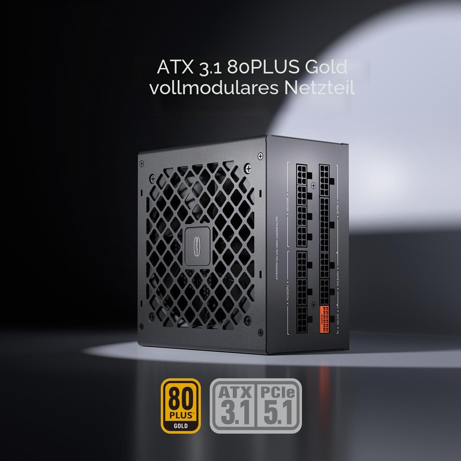 CPS Netzteil Vollmodular, 750W ATX 3.1, 80 Plus Gold Zertifiziert, PCIe 5.1 12V-2×6, japanische Kondensatoren, Ultra-Flexible Kabel, 5 Jahre Garantie (KN750) Bild 3