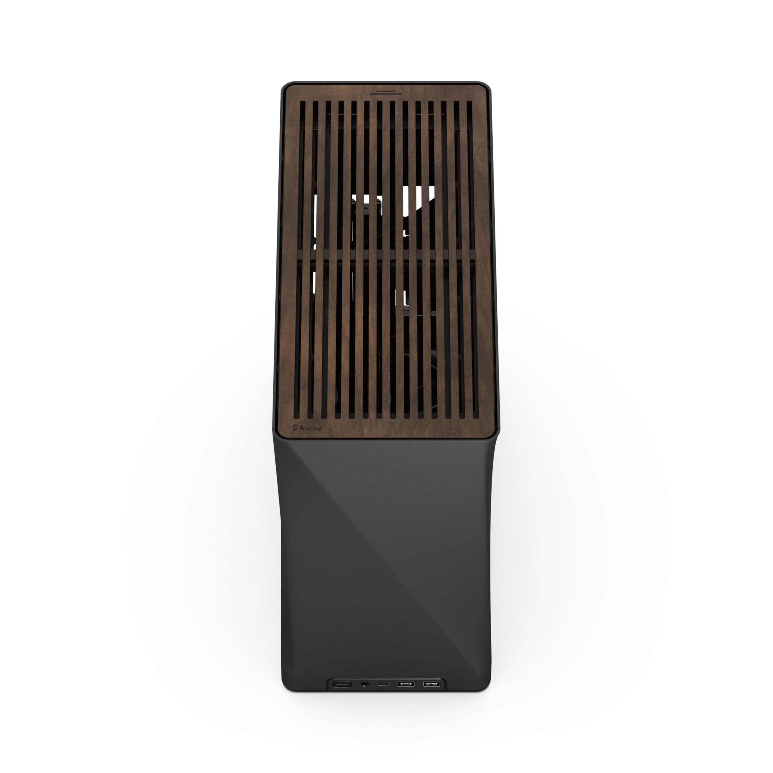 Fractal Design Era 2 Charcoal ITX PC-Gehäuse - Aluminium, Walnussholz, Bis 240mm Radiatoren, Zwei Aspect 12 PWM Lüfter für Hervorragenden Airflow Schwarz Bild 3