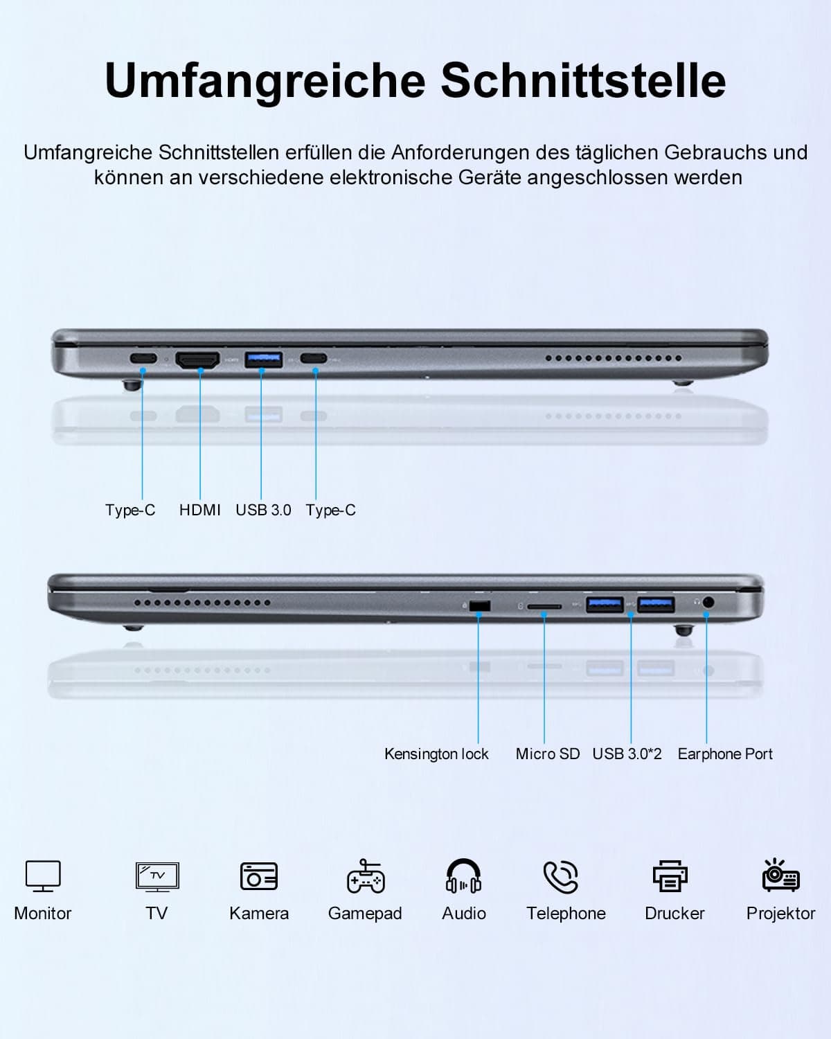 Ninkear N16 Pro Ultradünn Laptop, Core i7 12700H, 16GB DDR4, 1TB SSD, 16" 2.5K Ultragroß Display, WiFi 6 & BT 5.2, Stabile WLAN-Verbindung Laptop – Für Arbeit & Treffen & Gaming Silber Bild 4