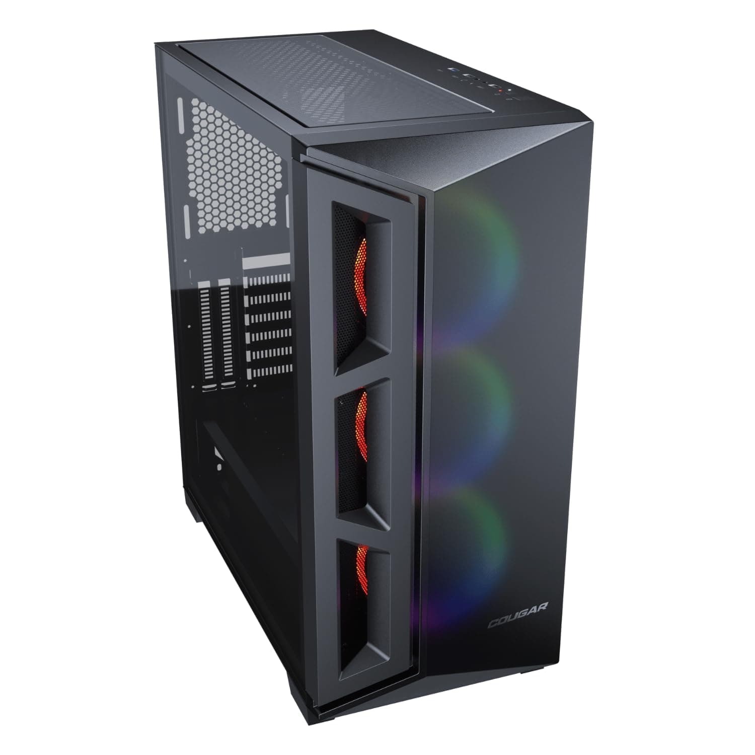 Cougar DarkBlader X5 RGB Distinctive RGB Mid-Tower Gehäuse mit überlegenem Luftstrom, 3 x ARGB VK120 Lüfter und einem kristallklaren gehärteten Glas Links Panel CGR-5UM3TB-X5-RGB Bild 3
