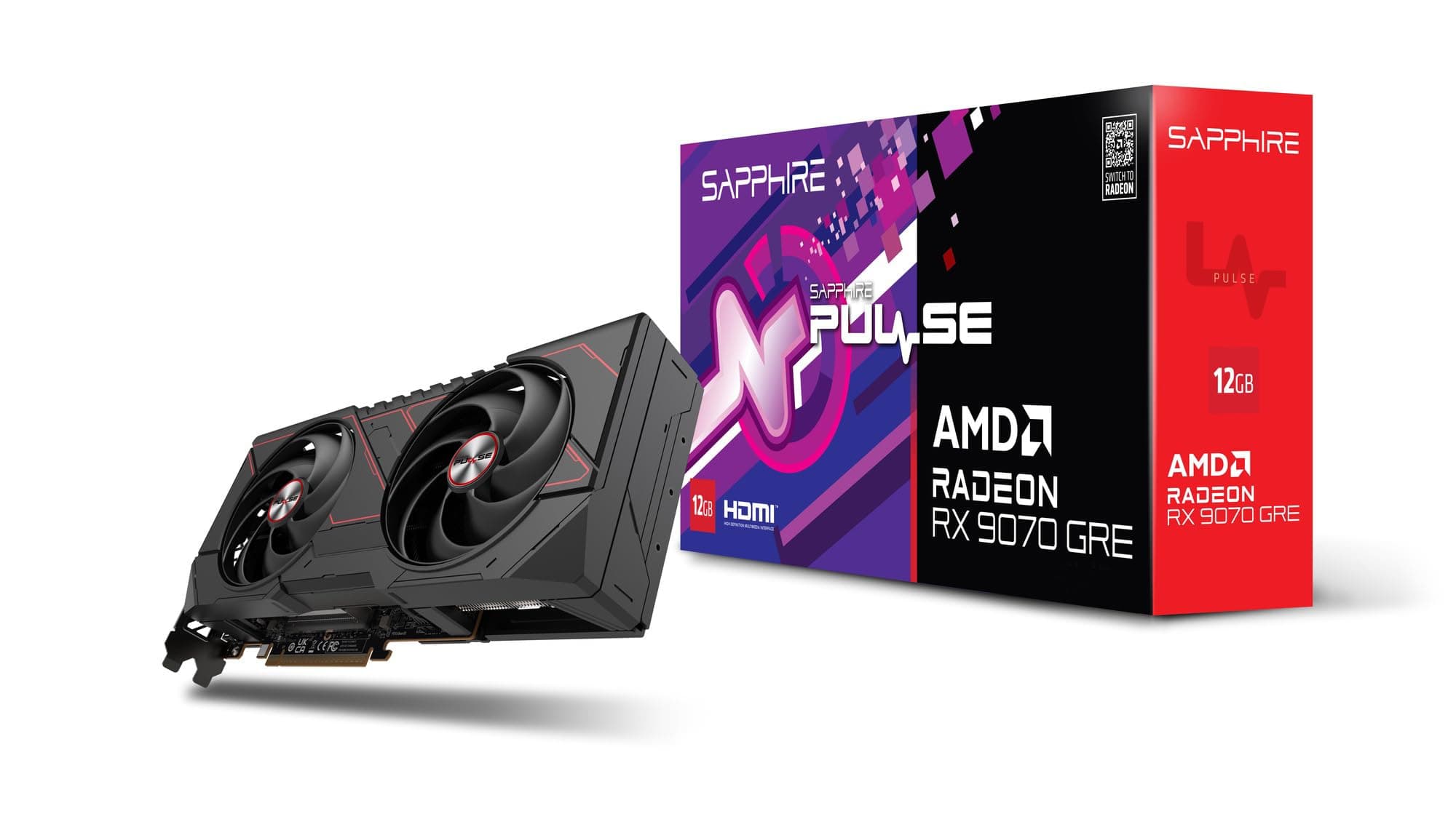 Sapphire Pulse AMD Radeon RX 9070 GRE Gaming OC Grafikkarte, 12 GB | Dual HDMI, Dual DP Bild 2