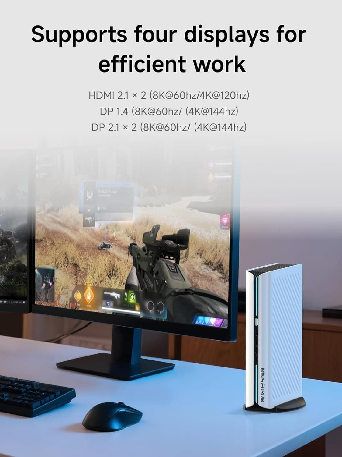 MINIS FORUM AtomMan G1 Pro Mini PC, AMD Ryzen 9 8945HX 16 Kerne/32 Threads Prozessor bis zu 5,4 GHz, RTX 5060 8G Graphics, 32GB DDR5, 1TB PCIe 4.0 SSD, HDMI x 2/DP x 2, 5G RJ45, Wi-Fi7, BT5.4 G1 Pro 8945 32+1TB Bild 4