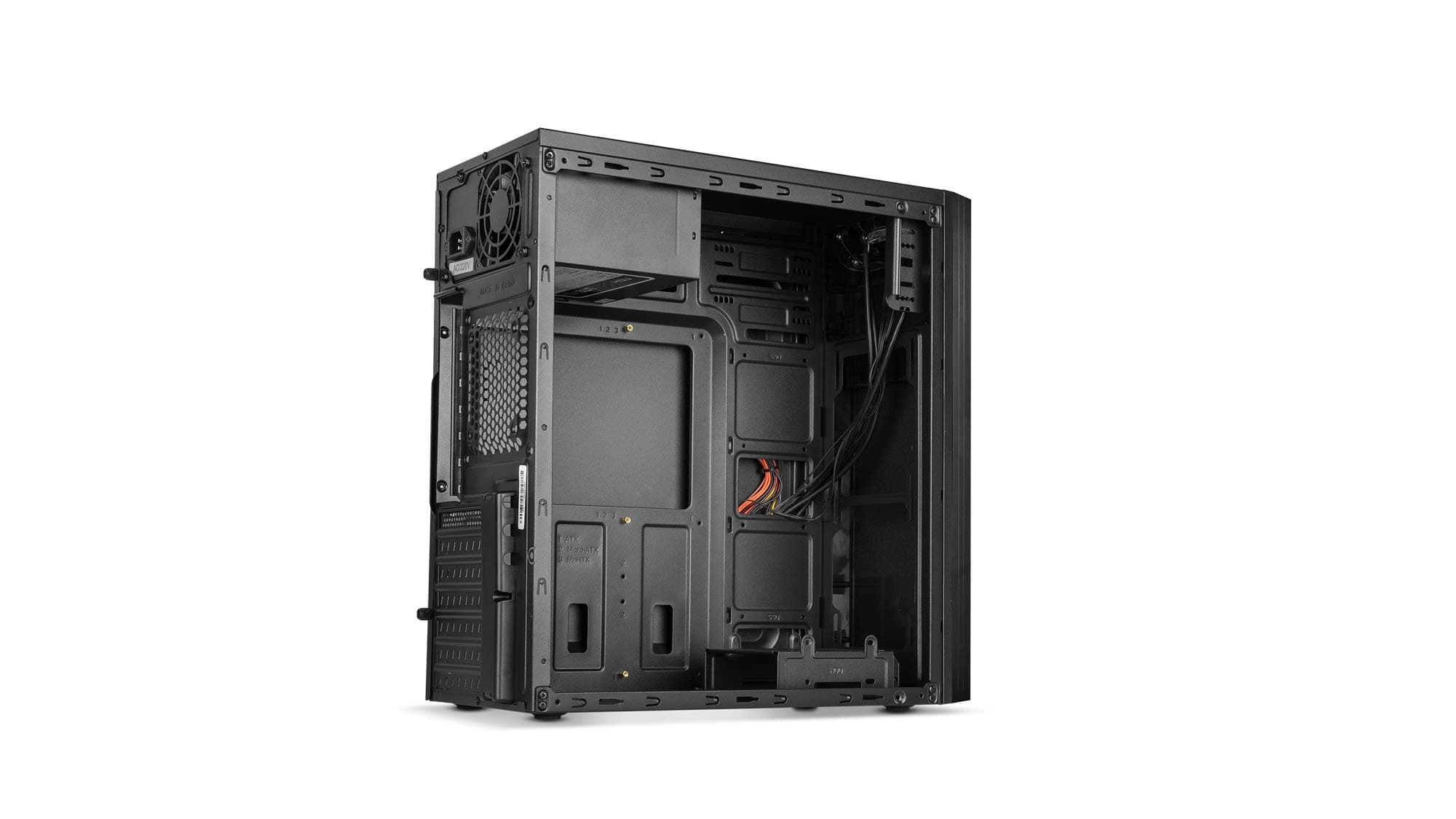 NOX PC Case LITE010 -NXLITE010- PC-Gehäuse, gebürstete Front, 500W ATX-Netzteil vorinstalliert, kompatibel mit ATX-, Micro ATX- und ITX-Boards, Schwarz Bild 3