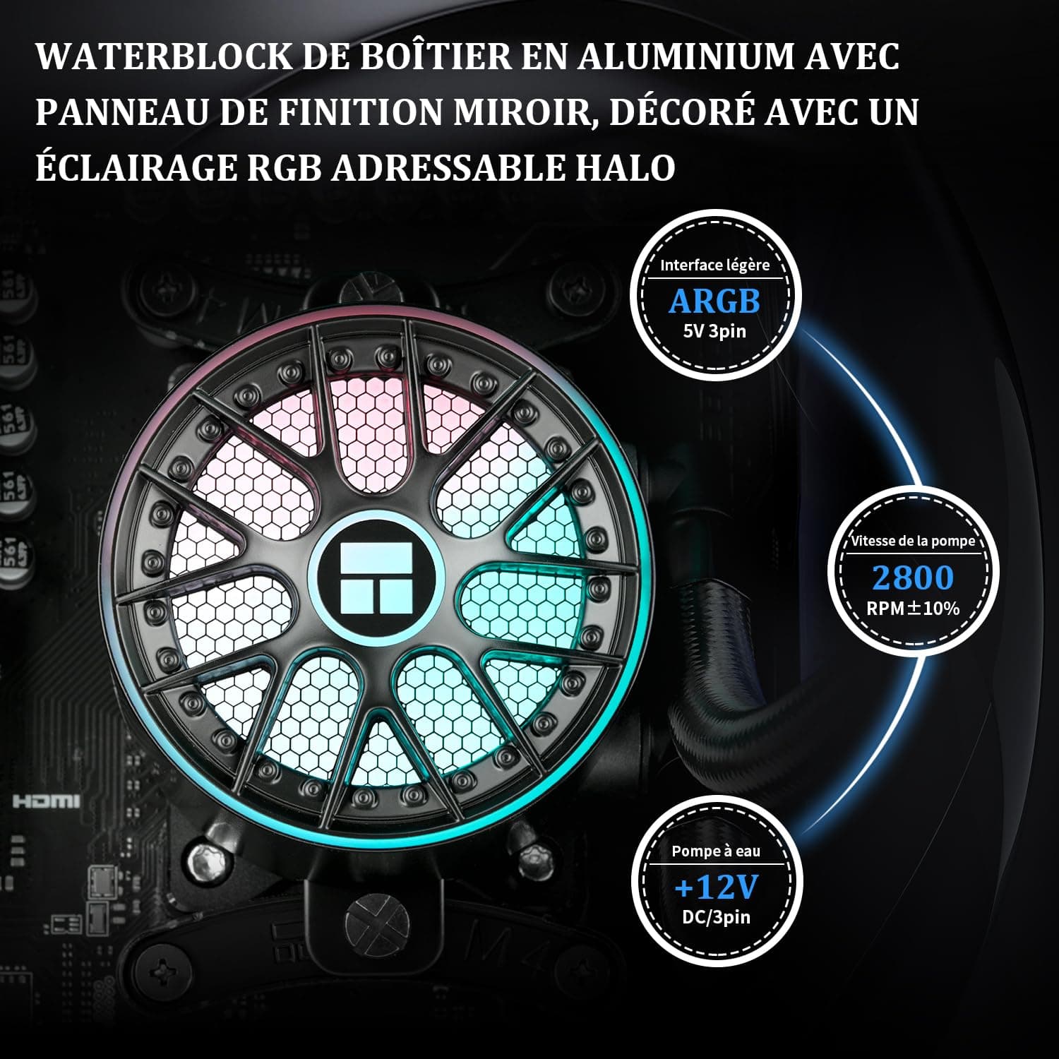 Thermalright AQUA ELITE 240 V6 ARGB Black CPU Flüssigkeitskühler, 240 Kühlreihengröße, 2x120mm Wasserradiator, AMD: AM4/AM5, Intel LGA115X/1200/1700/1851, AIO CPU Kühler Bild 7