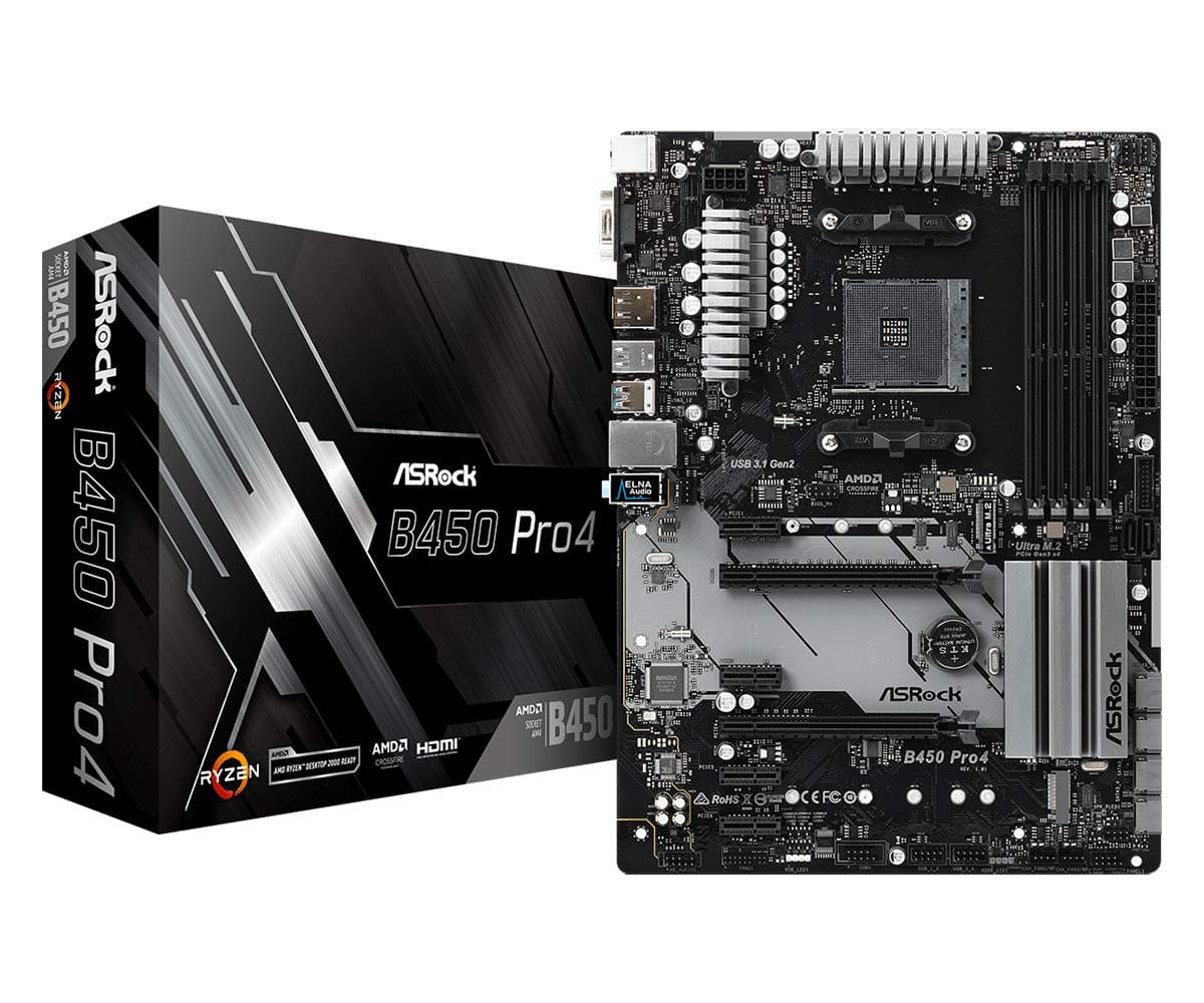 MB ASRock B450 Pro4 AM4 ATX D-Sub/HDMI/DP DDR4 Retail Bild 2