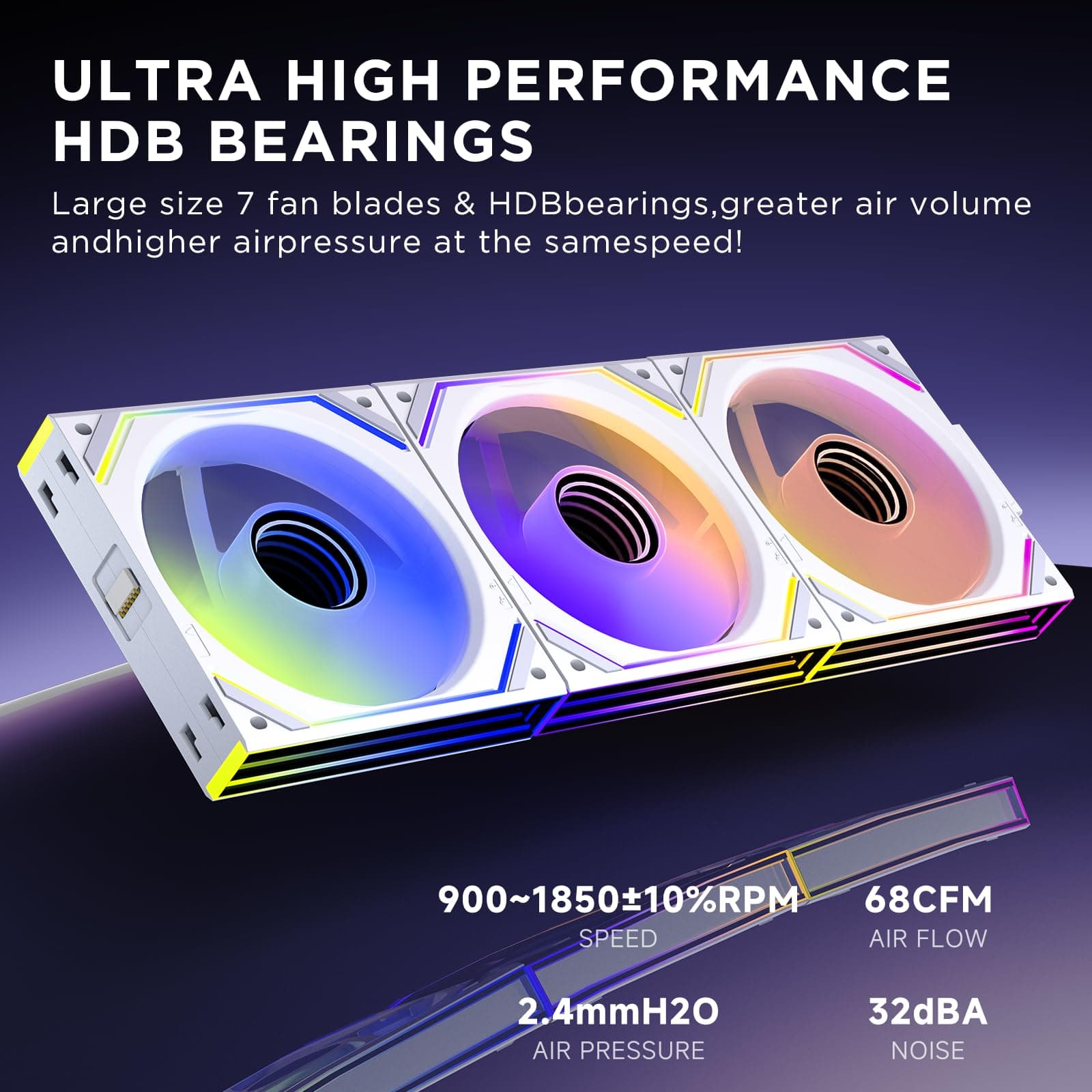 TZMRIT Interstellar-V2 Infinity Mirror ARGB PWM Lüfter 120mm Schwarz, RGB Lüfter 120 mm (White, Reverse-3PCS) White Reverse-3PCS Bild 8