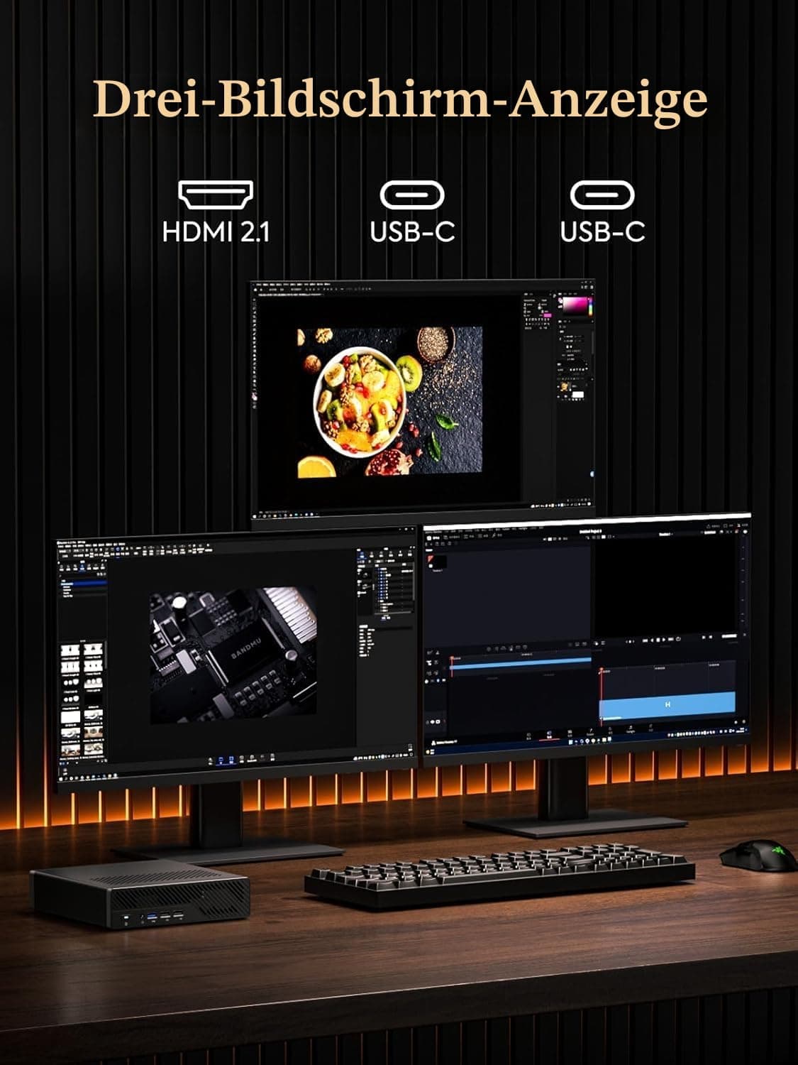 MINIS FORUM MS-A2 Mini PC, AMD Ryzen 9 8945HX (16C/32T bis 5,4 GHz, 64 MB Cache), PCIe x16, 8K Triple Display (HDMI + 2X USB-C), 2X 10G SFP+, 2X 2,5G LAN, 3X M.2, ohne RAM/SSD MS-A2-8945 0/0 Bild 6
