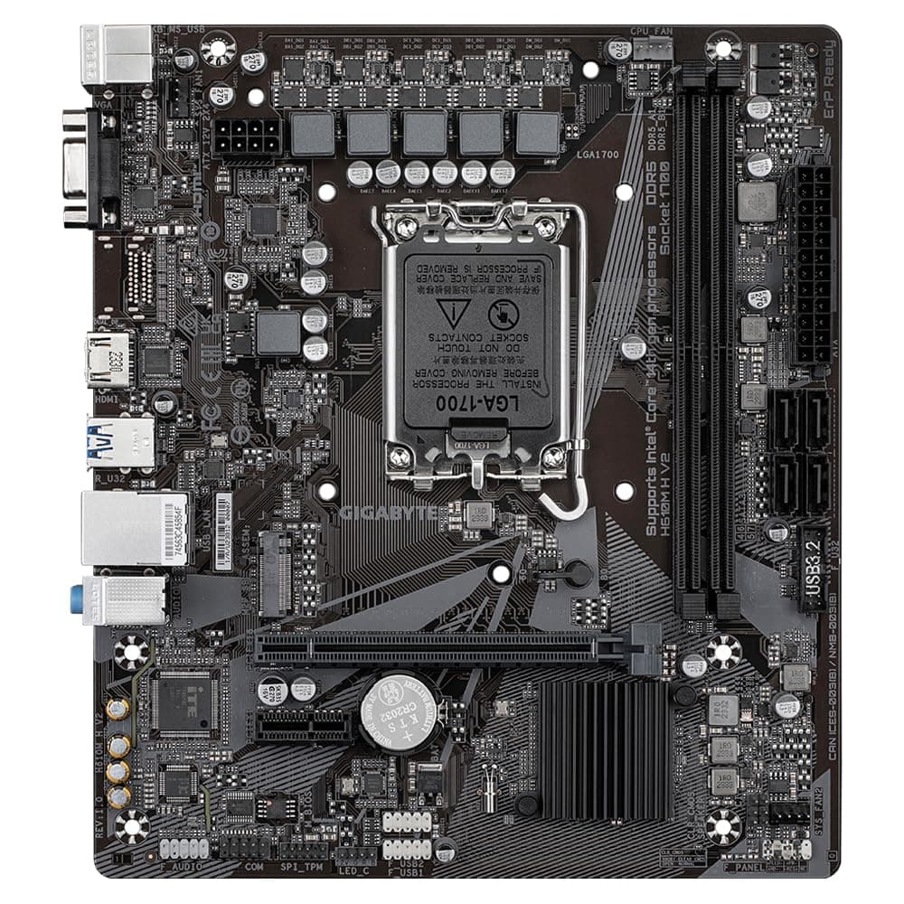 GIGABYTE H610M H V2 Mainboard - Unterstützt Intel Core Prozessoren 14th CPUs, 4+1+1 Hybrid Digital VRM, up to 5600MHz DDR5, 1xPCIe 3.0 M.2, GbE LAN, USB 3.2 Gen 1 Bild 3