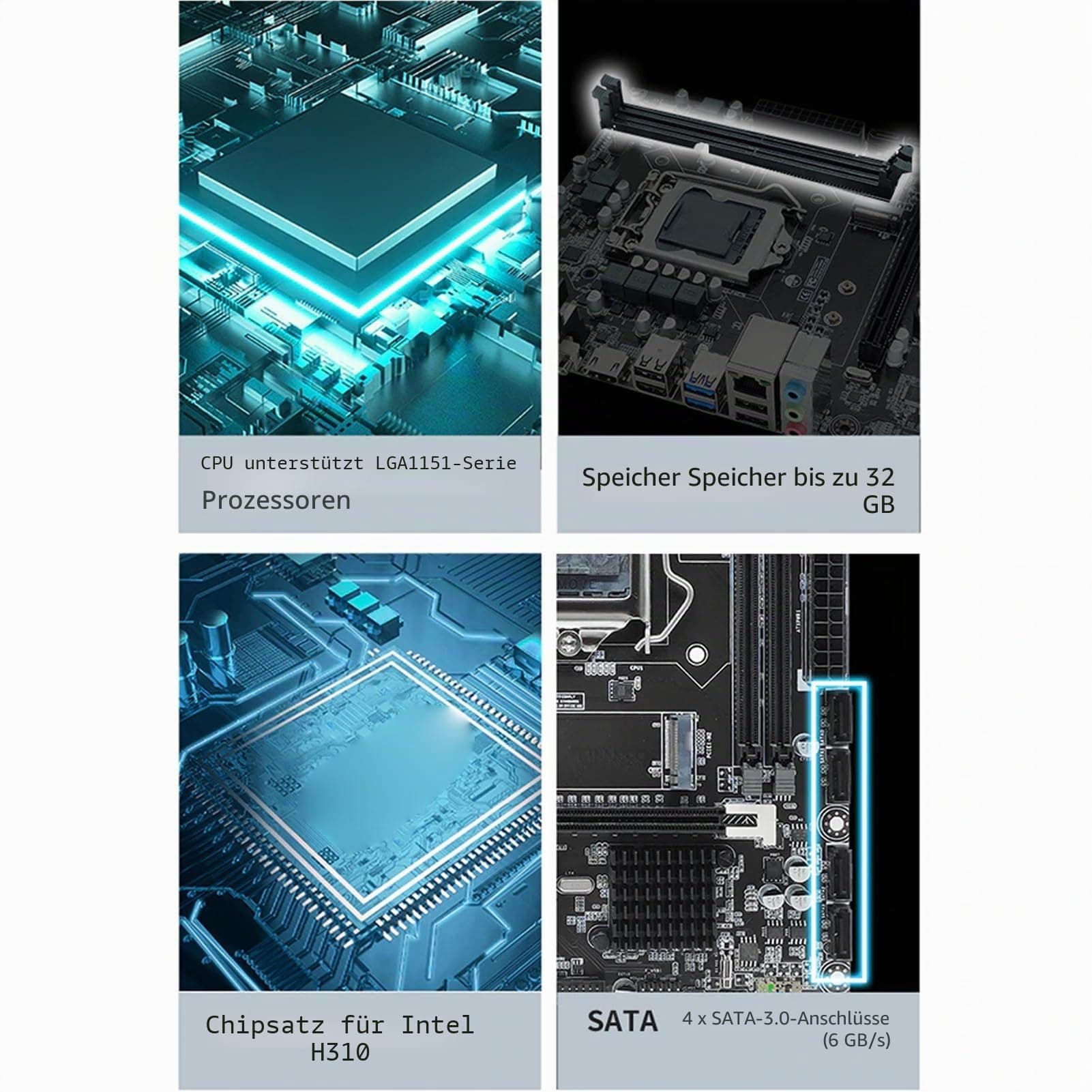 Das Micro-ATX-DDR4-Motherboard UnterstütztCore-CPUs der 8. und 9. Generation, Dual-Channel-DDR4, Stabile Stromversorgung, Hochgeschwindigkeits-Chipsatz, Integrierten Bild 5