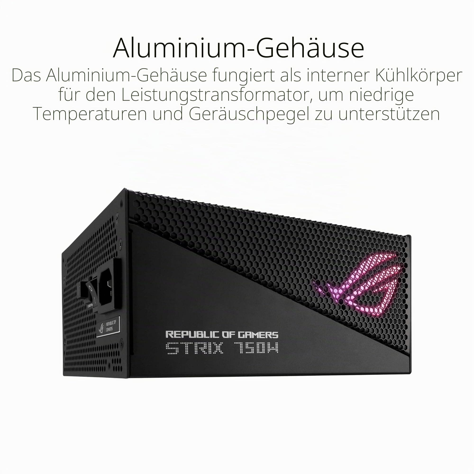 ASUS ROG Strix 750W Gold Aura Edition RGB Netzteil (750 Watt, Aura Sync RGB Belechtung, 80+ Gold Zertifizierung, Axial-Tech Lüfter, ATX 3.0 Kompatibel, PCIe 5.0 Ready) Bild 3