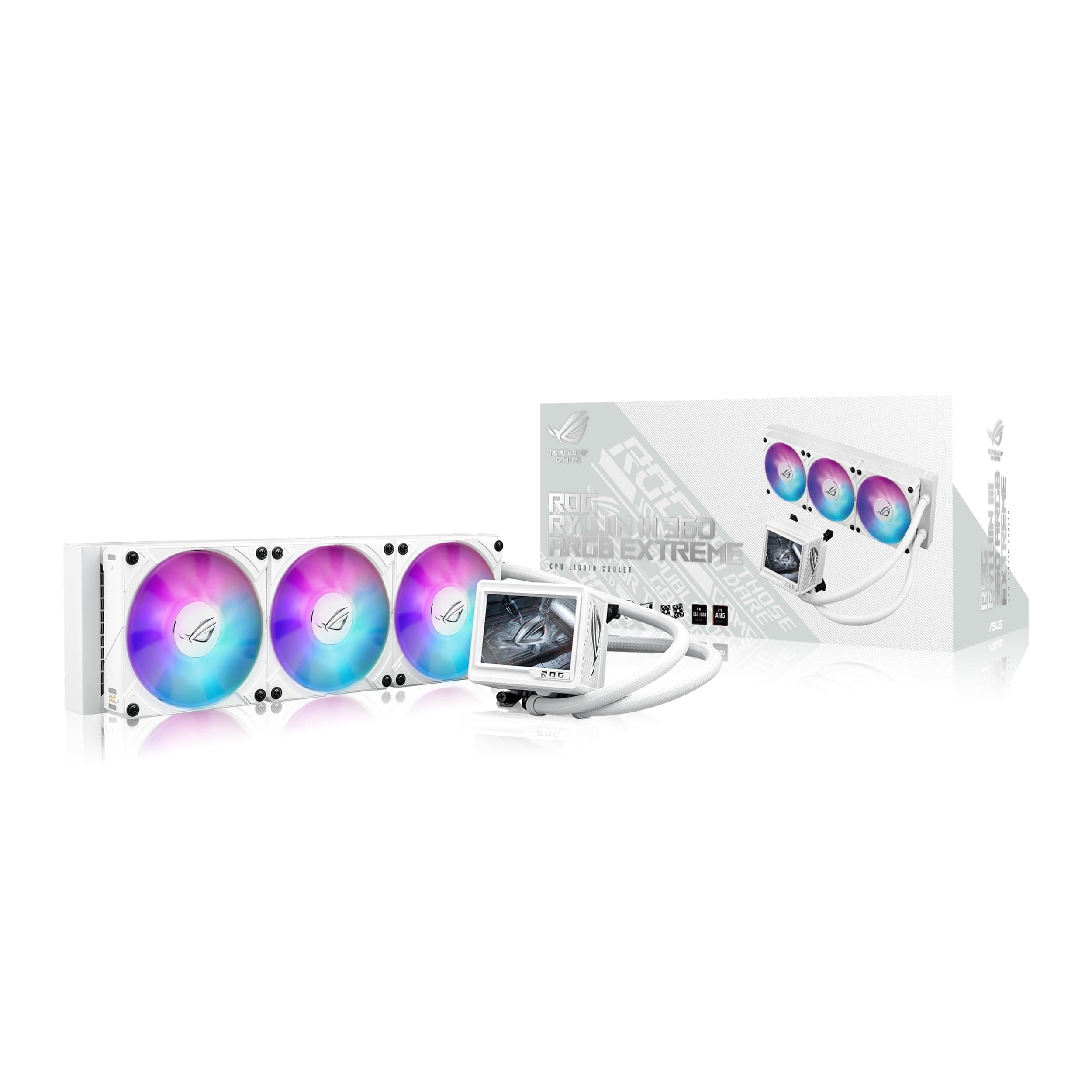 ASUS ROG Ryujin III 360 ARGB Extreme White All-in-One-Flüssig-CPU-Wasserkühlung (3,5 Zoll LCD Bildschirm, Aseteks Emma Gen8 V2-Pumpe, verdickte magnetische ROG ARGB-Lüfter, Geräuschoptimierung, weiß) Bild 4