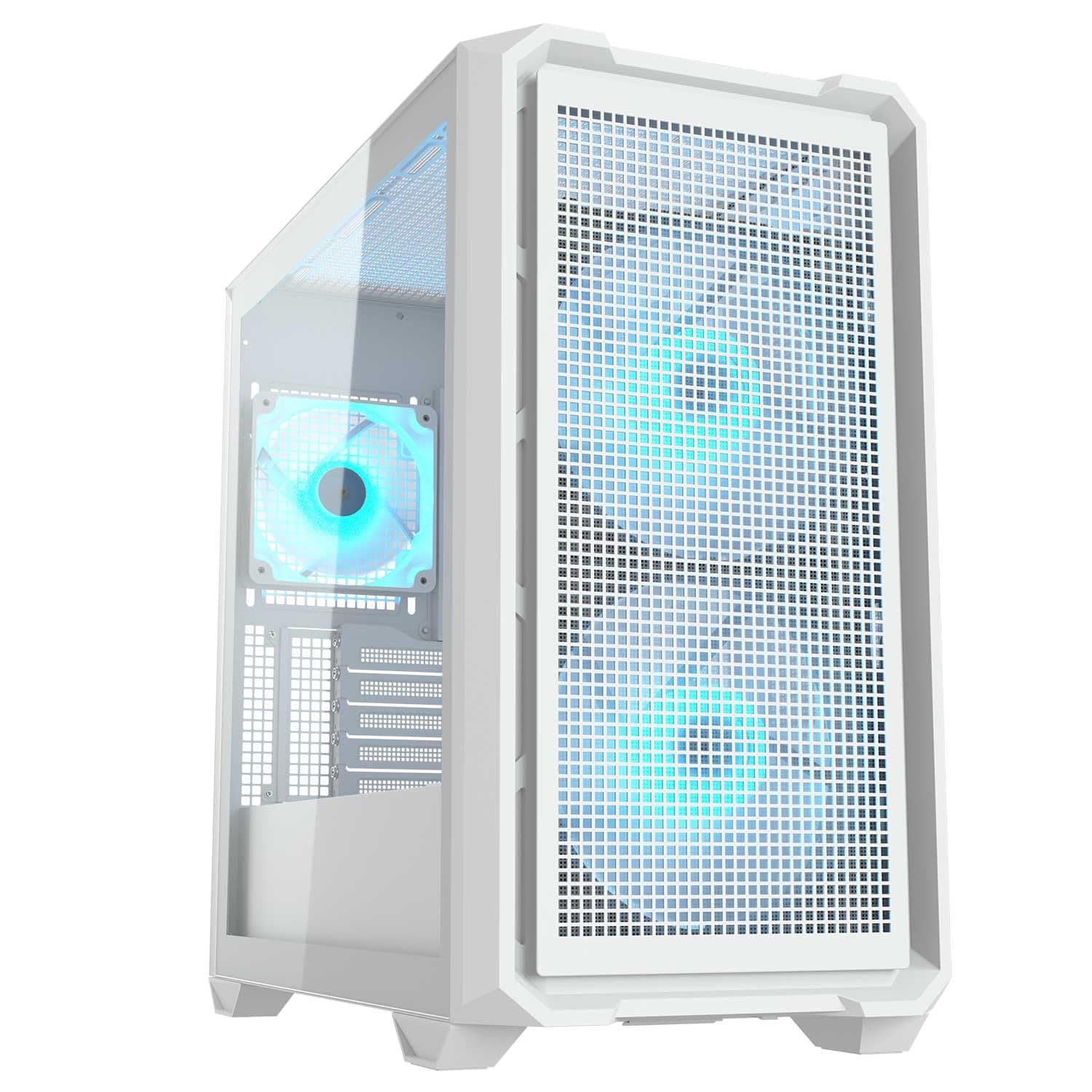 Cougar MX600 Mini-RGB-Mini-Turm-Gehäuse, 2 x 160 mm PWM Kühlungslüfter, erweiterbar auf insgesamt 10 Lüfter, geneigte Luftstromrampe, Heizkörperhalterung Bild 2