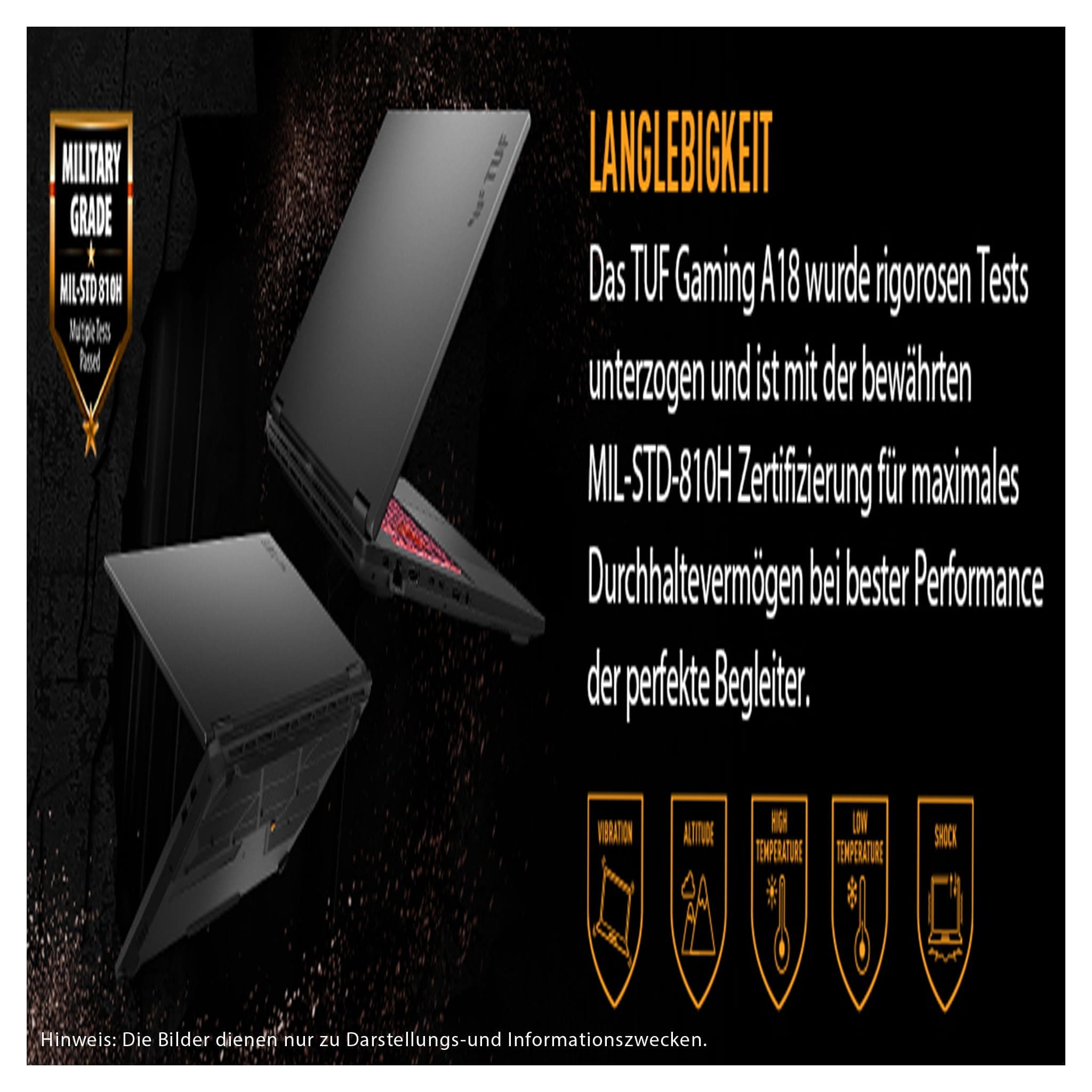 ASUS TUF A18 Gaming Laptop, AMD Ryzen 7 260, 64 GB DDR5 RAM, 1 TB PCIe SSD, 18" FHD (1920x1200) Display, Nvidia GeForce RTX 5050 Graphics, RGB QWERTZ Tastatur, Windows 11 Home, Jaeger Gray 64 GB RAM | 1, TB SSD Windows 11 Home Bild 7