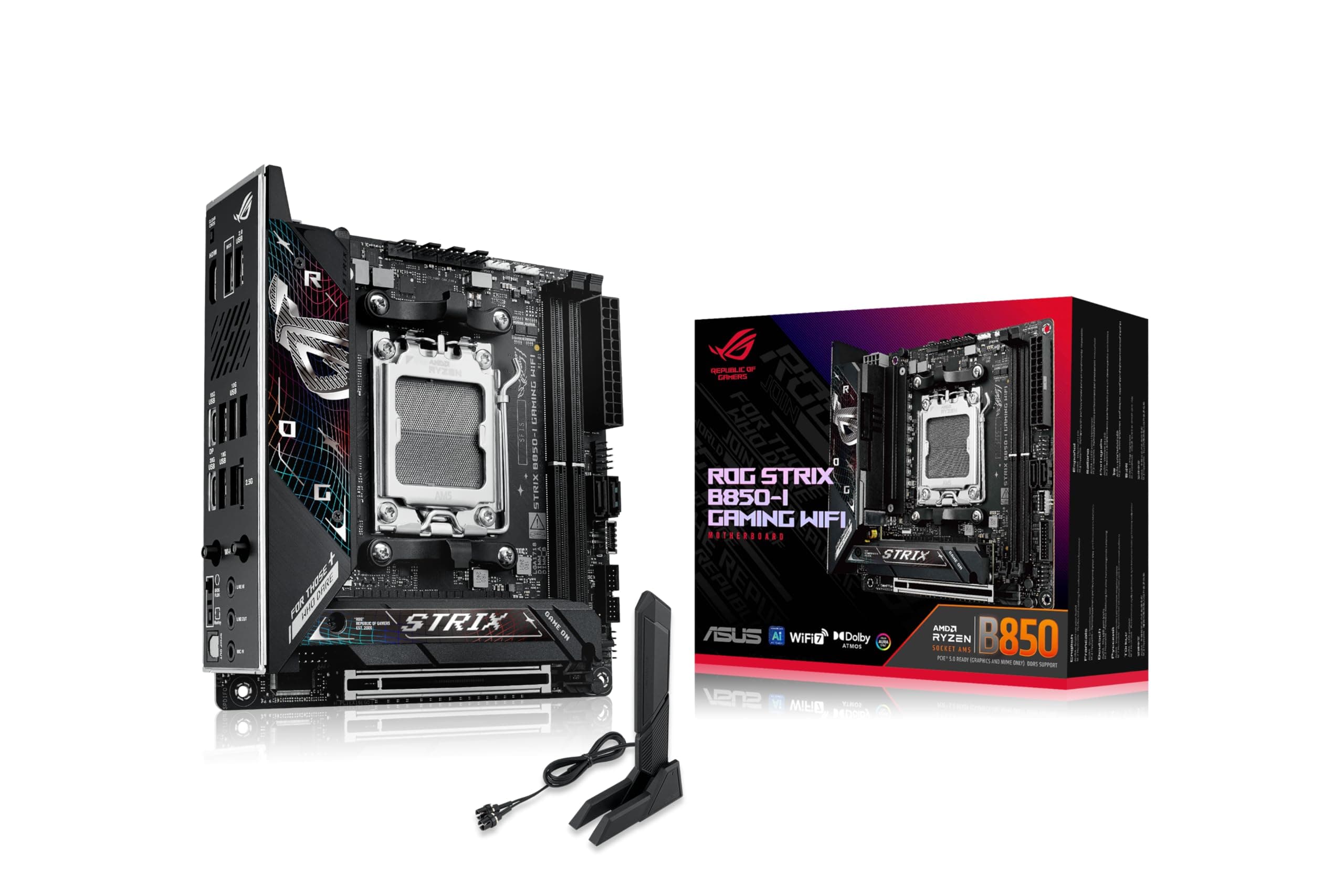 ASUS ROG Strix B850-I Gaming WiFi Mainboard Sockel AMD AM5 (AMD B850, mini-ITX, DDR5 Speicher, PCIe 5.0, WiFi 7, 2X M.2, Aura Sync) Bild 2