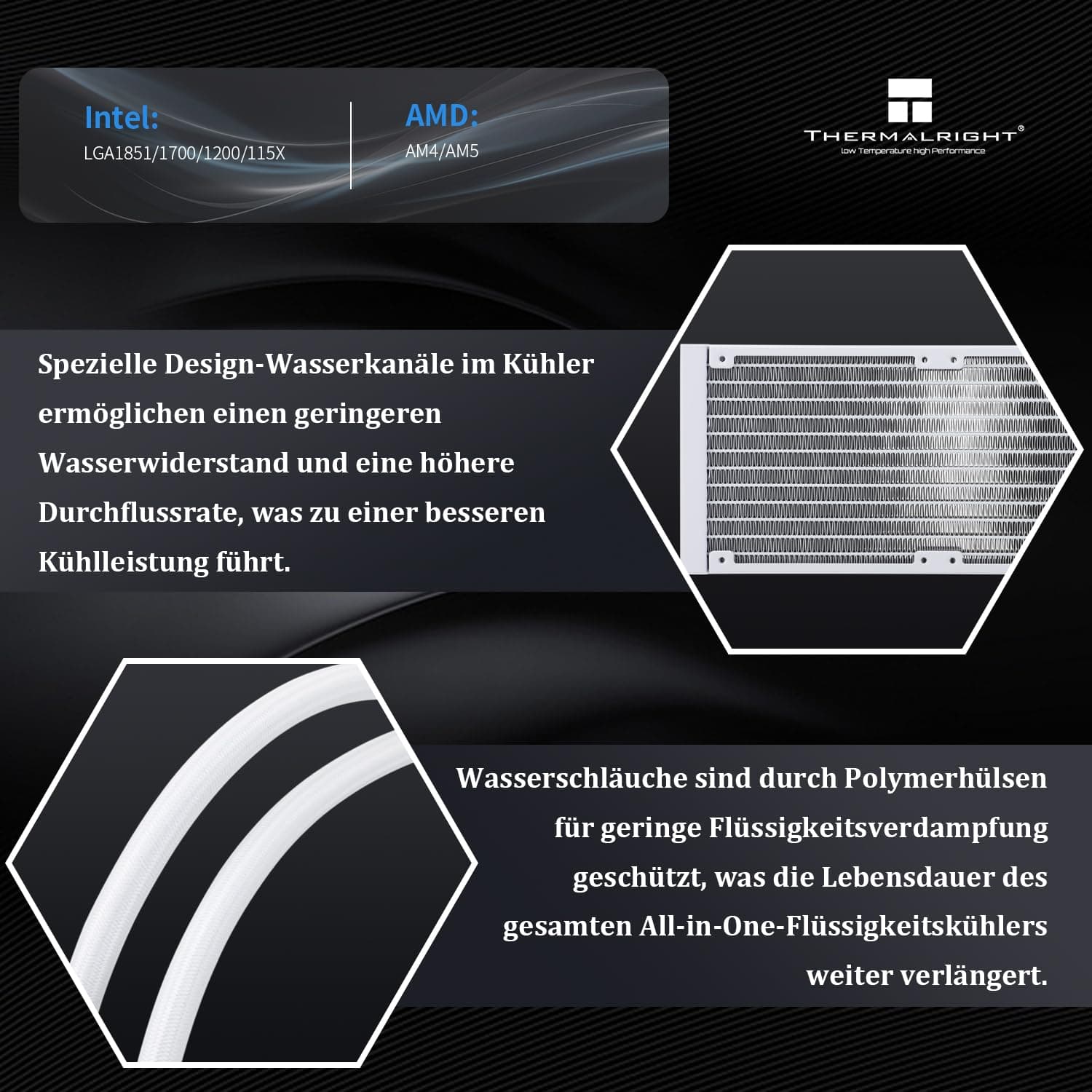 Thermalright AQUA ELITE 240 Weiß ARGB V2 CPU-Wasserkühler, 240 Aio CPU-Kühler, 2xTL-S12W PWM-Lüfter, ARGB-Feinblendeneffekt, für AM4/AM5, Intel LGA1150/1151/1200/1700/1851 240mm White Bild 5