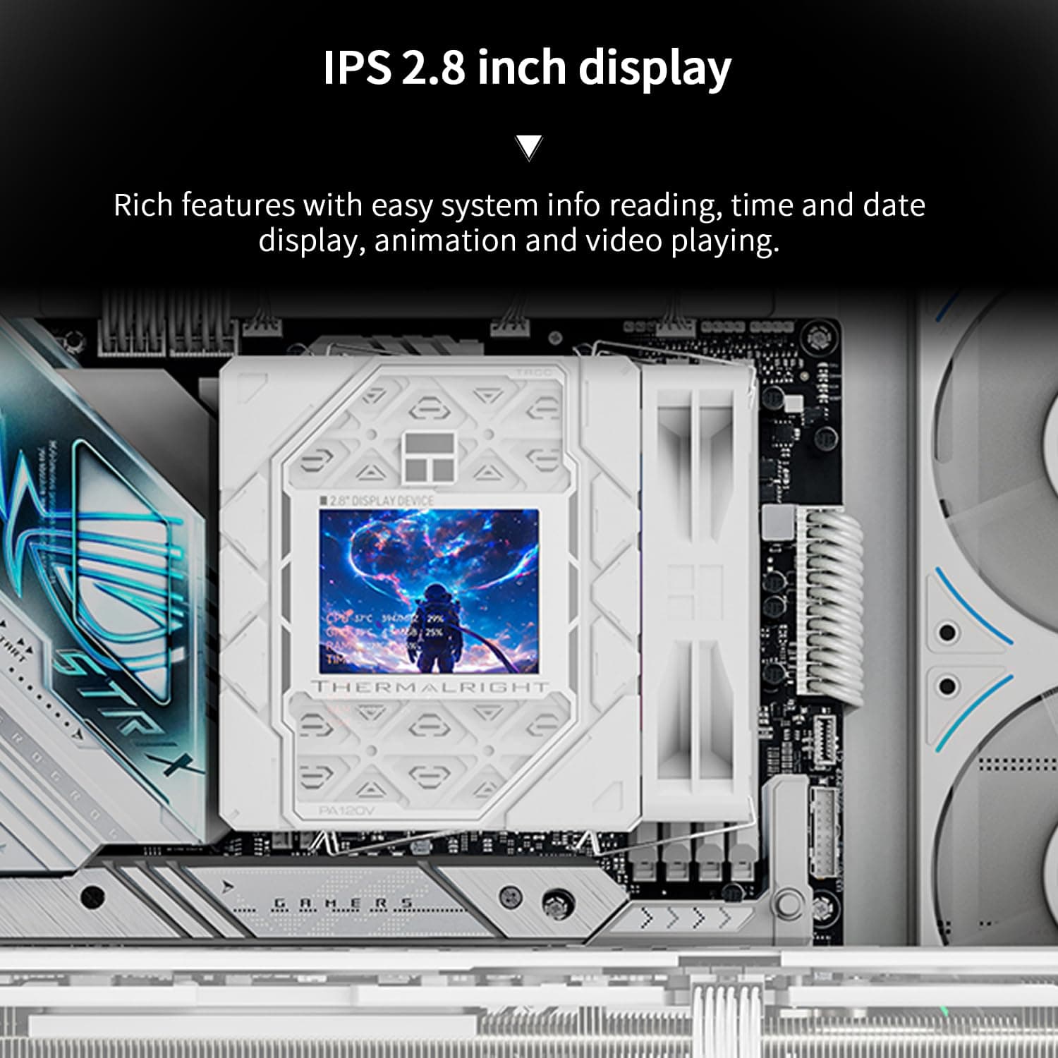 Thermalright Peerless Assassin 120 Vision ARGB CPU-Kühler, PC-Kühlung, 6 Heatpipes, 7,1 cm (2,8 Zoll) magnetisches Display mit 320 x 240 Auflösung, für AM4/AM5 und Intel LGA1700/1851, Weiß Bild 5