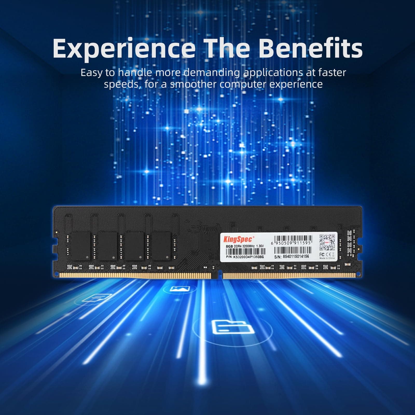 KingSpec 16 GB (2 x 8 GB) DDR4 RAM 3200 MHz für Desktop – Plug-and-Play, Heim- und Bürogebrauch, Standardversion, 288-Pin DIMM CL18 1,35 V Computerspeicher, kompatibel mit den meisten Intel/AMD-PCs 16GB (2x8GB) 3200 MHz Bild 8