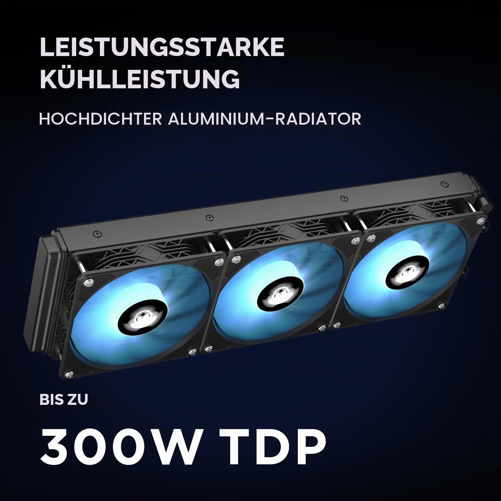 TZMRIT TK1 Farbiges Licht PC Aio Wasserkühlung 360mm CPU Kühler 800-1800RPM PWM Lüfter,Für LGA115X/1200/1700/1366/2011/2066,Für FM2/FM2+/AM3+/AM4/AM5 (360BK) 360 Black Bild 6