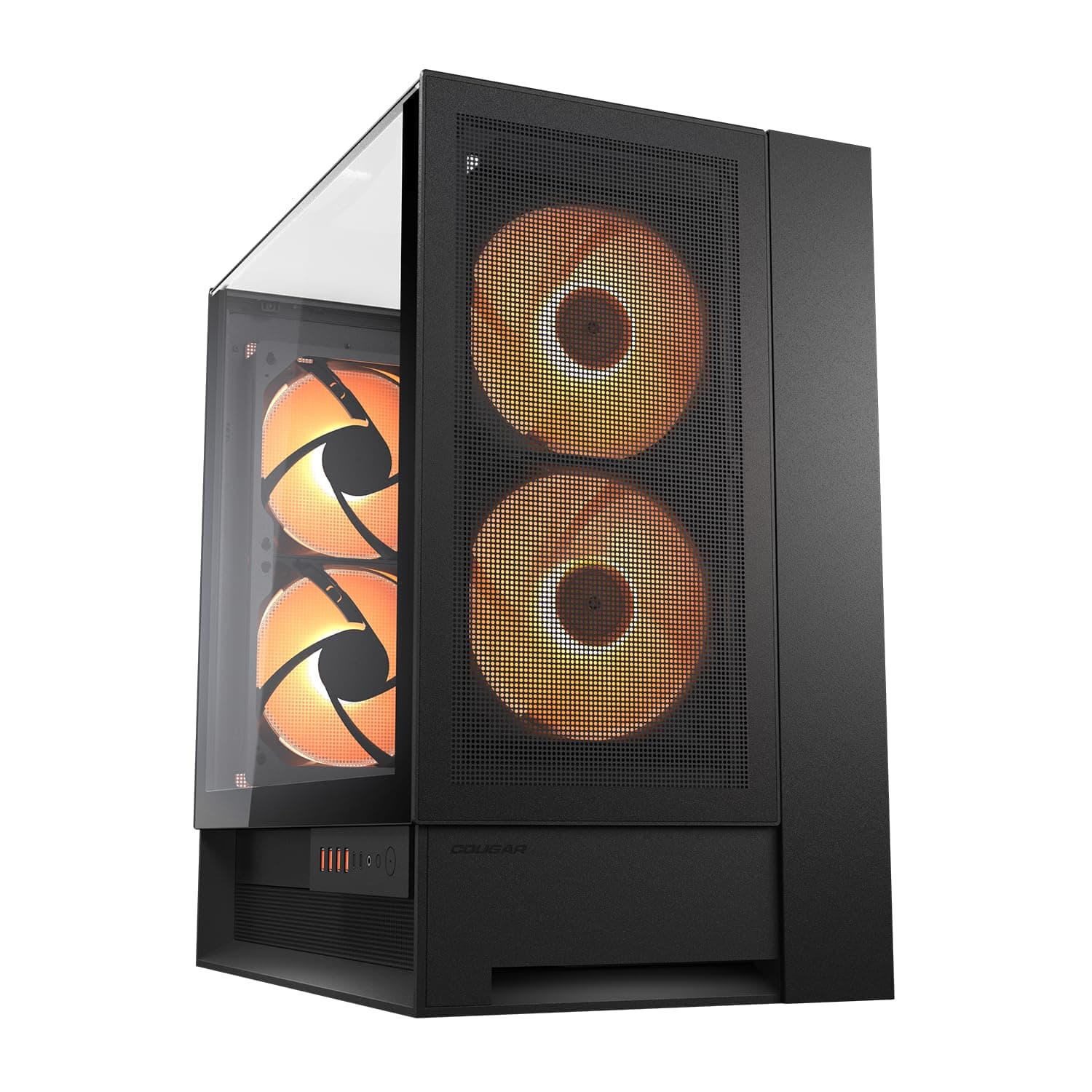 COUGAR OmnyX Mid-Tower ATX symmetrisches Panorama-PC-Gehäuse – maximaler Luftstrom – 4 x vorinstallierte 160-mm-Lüfter – Reverse Connector Motherboard – Kabel ohne Sichtbarkeit (Black) Bild 2