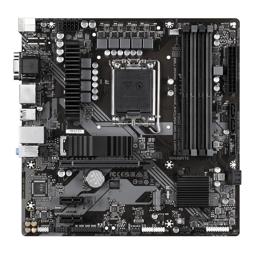 GIGABYTE B760M DS3H DDR4 Motherboard - Unterstützt Intel Core 14. Generation CPUs, 6+2+1 Phasen Digital VRM, bis zu 5333MHz DDR4 (OC), 2xPCIe 4.0 M.2, 2.5GbE LAN, USB 3.2 Gen2 Bild 5
