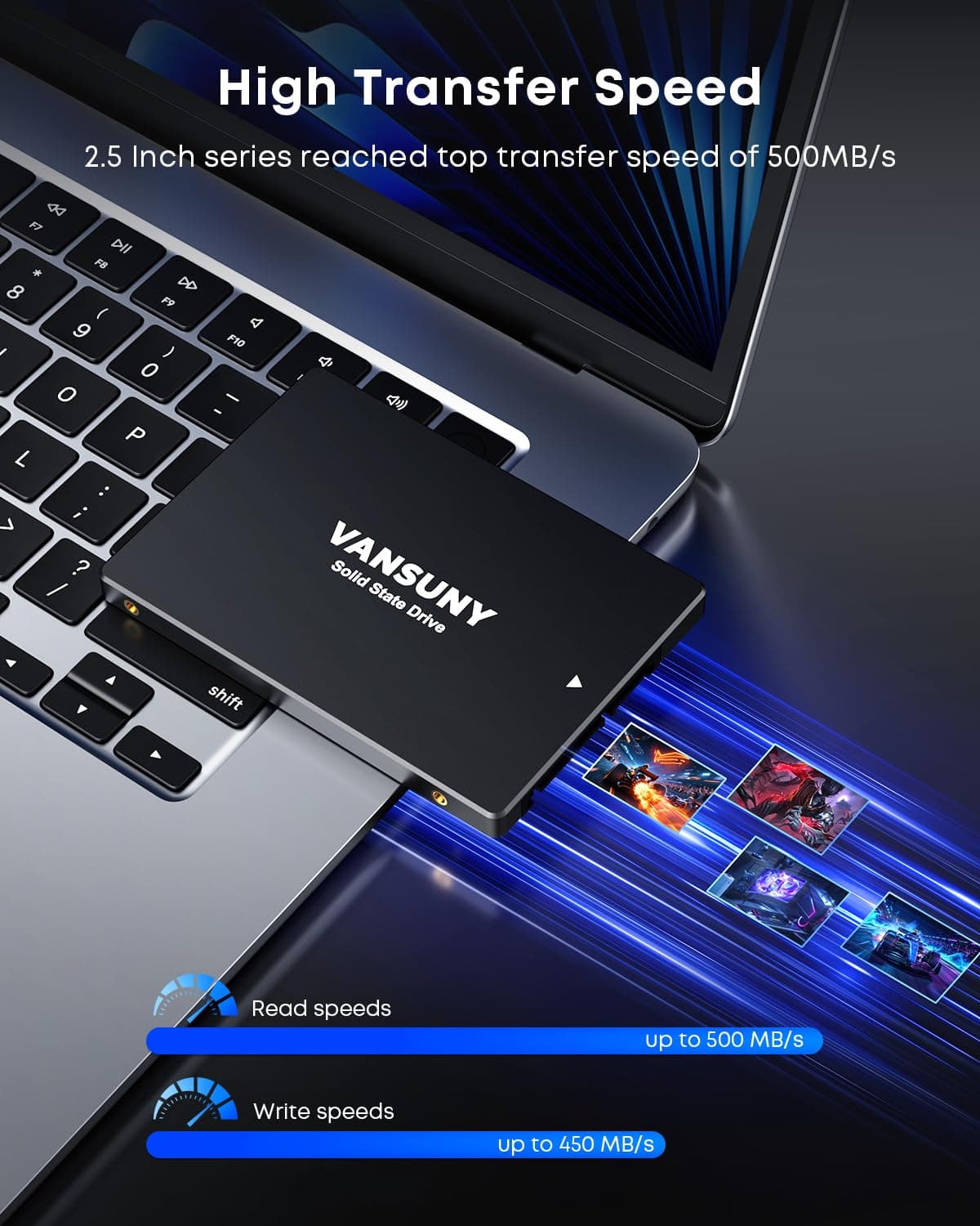 Vansuny Intern SSD 256GB 2.5 Zoll SATA III 6 Gb/s SSD intern 256GB 3D TLC NAND-Technologie zum Aufrüsten von PC/Laptop Speicher und Speicher für IT-Profis/Ersteller/Unternehmen Bild 3
