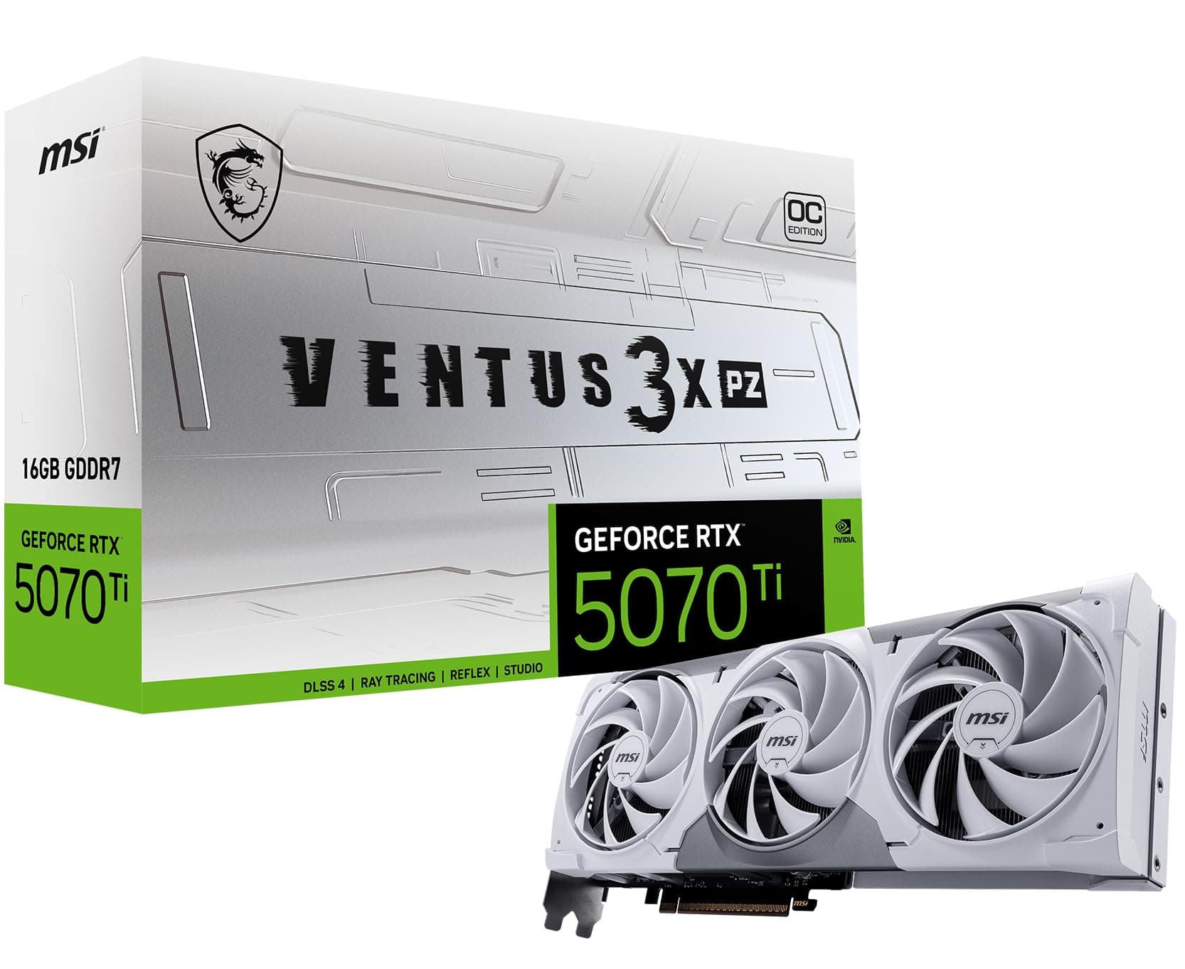 MSI Gaming RTX 5070 Ti 16G Ventus 3X PZ OC Grafikkarte (16GB GDDR7, 256-Bit, Extreme Performance:2482MHz, DisplayPort x 3 2.1a, HDMI 2.1b, NVIDIA Blackwell Architecture) Bild 2