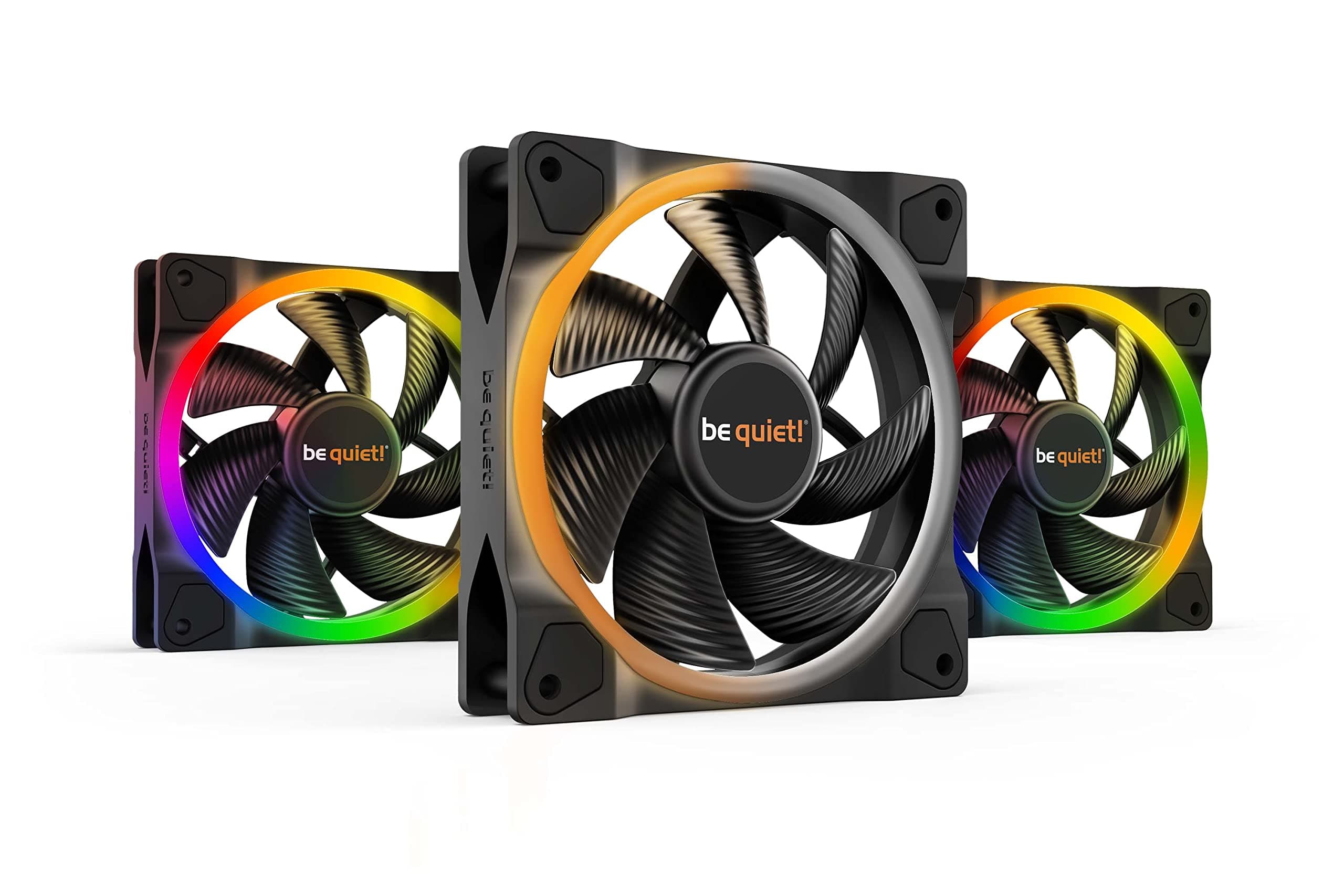 be quiet! Light Wings 120mm PWM Triple Pack Lüfter, enthält 3 Lüfter, ARGB-Beleuchtung, vielzählige Farben und Effekte, 18 ARGB LEDs, 7 geräuschoptimierte Lüfterblätter, hoher Airflow Bild 2