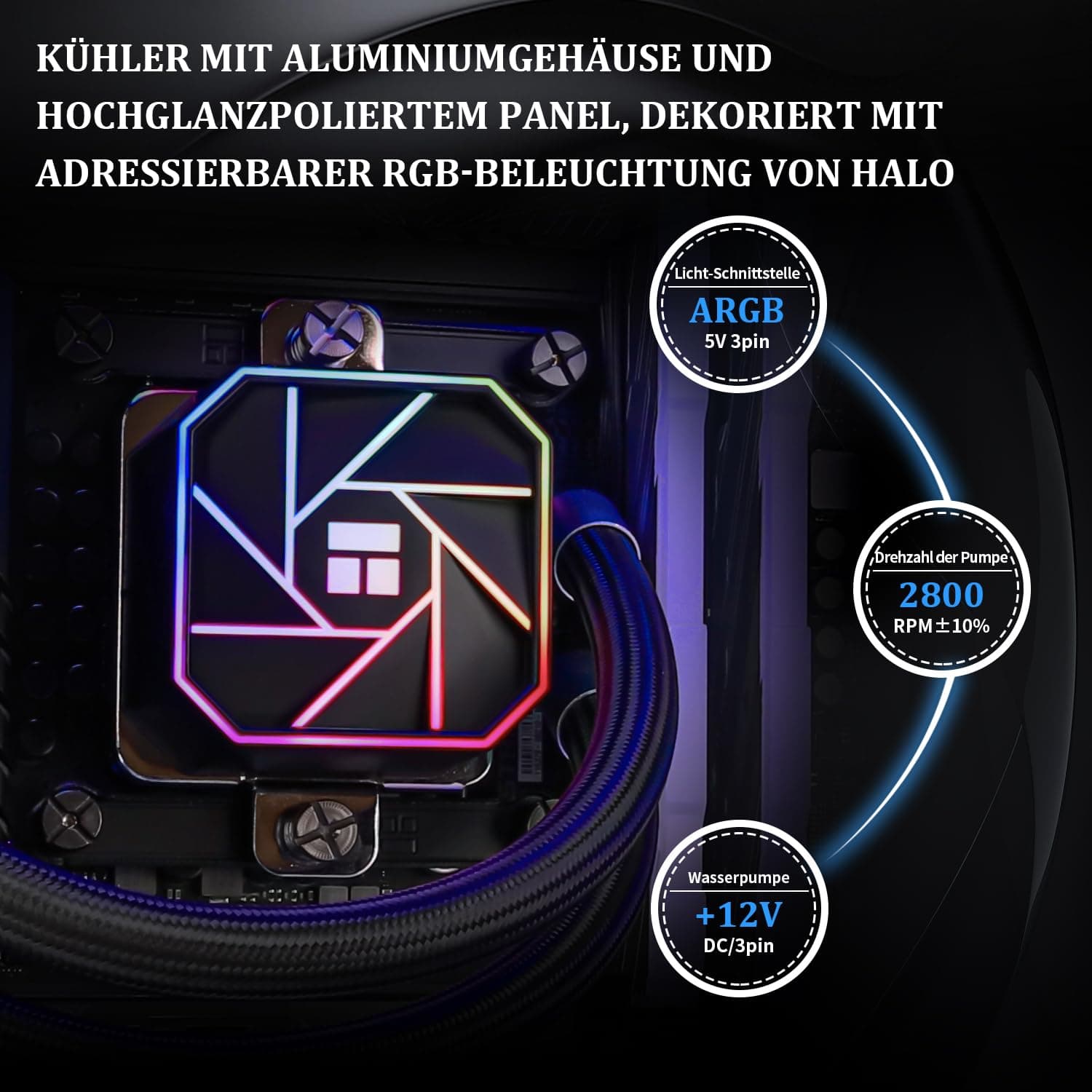 Thermalright AQUA ELITE 240 V3 Flüssig-CPU-Kühler, 240 Kühlreihen, 2 x 120mm PWM-Lüfter, 240mm Aio für AMD/AM4/AM5, Intel LGA1150/1151/1155/1156/1200/1700/1851, Desktop CPU-Kühler AIO Bild 5