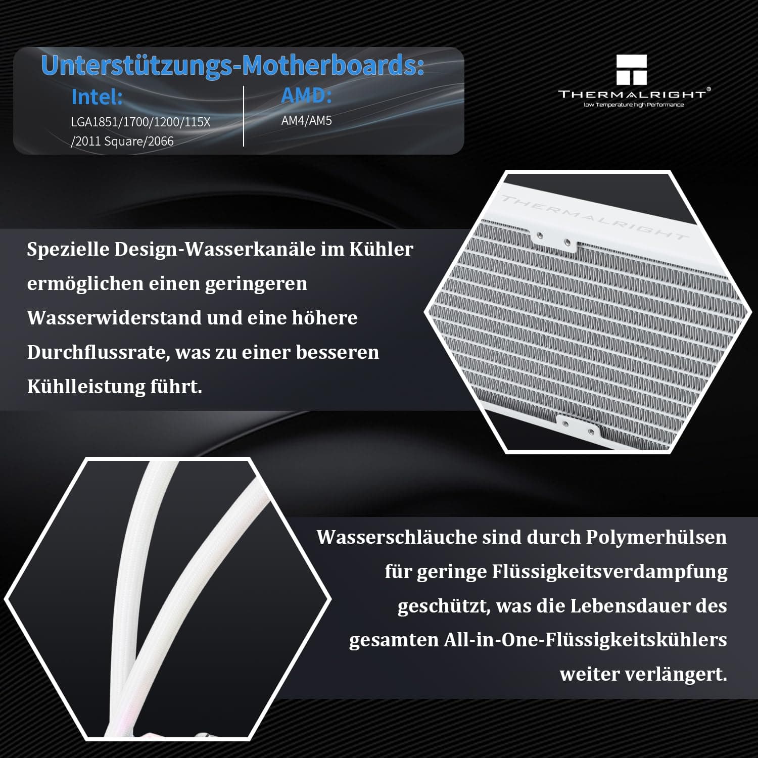 Thermalright FW 360 Weiß ARGB CPU-Wasserkühlung mit 3 PWM-Lüftern, IPS 320 * 240 Auflösung LCD-Bildschirm,360 AIO-Kühlung,flüssiger CPU-Kühler für AMD/Intel PC Aio-Kühler: AM4/AM5/LGA1700/1851 FW 360 WHITE ARGB Bild 5