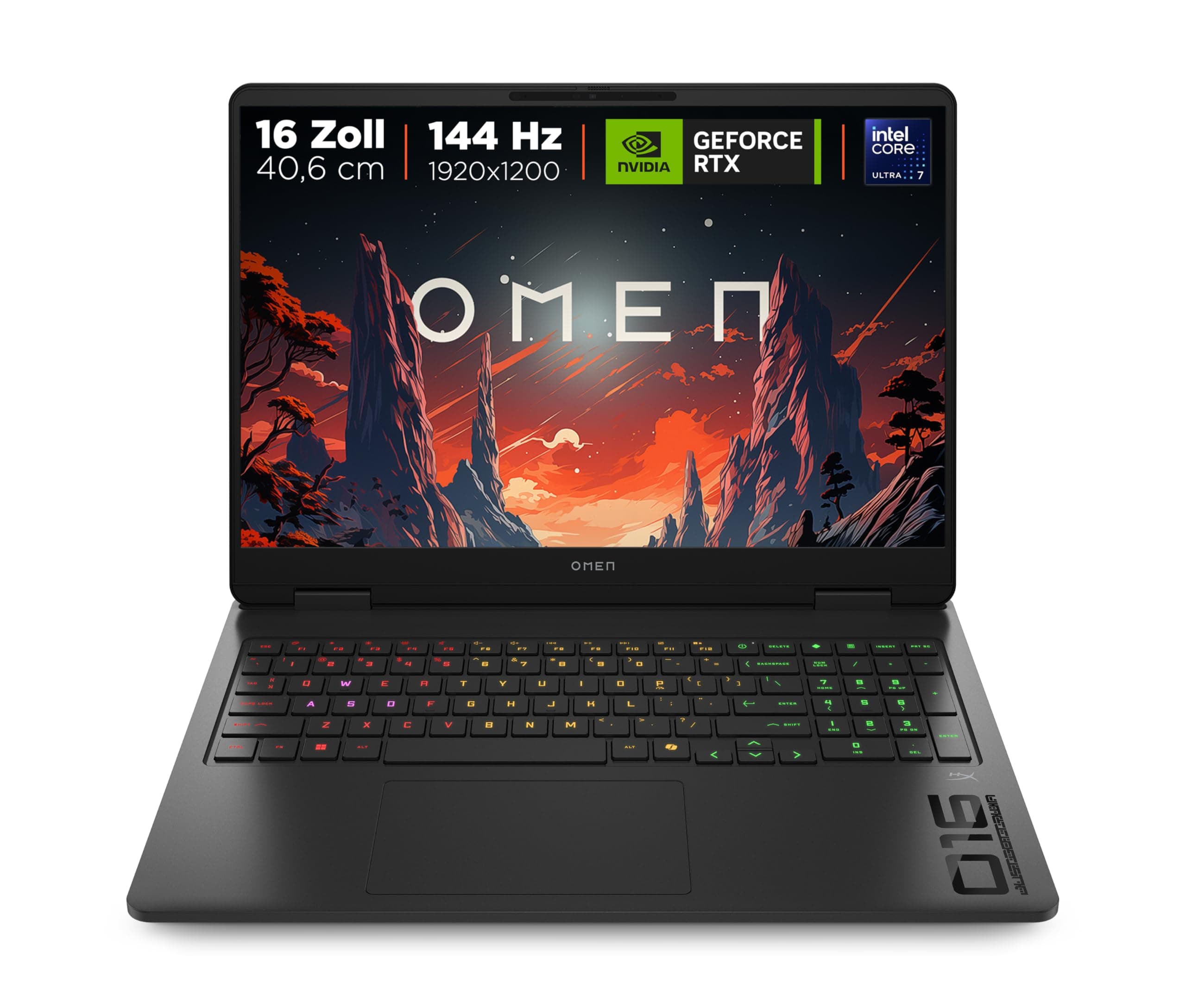 HP Omen Gaming Laptop (16" 2.5K Display, Intel Core Ultra 7, 32GB RAM, 1TB, Win11, QWERTZ) - Schwarz Intel Core Ultra 7 255H NVIDIA GeForce RTX 5060 144 Hz FHD